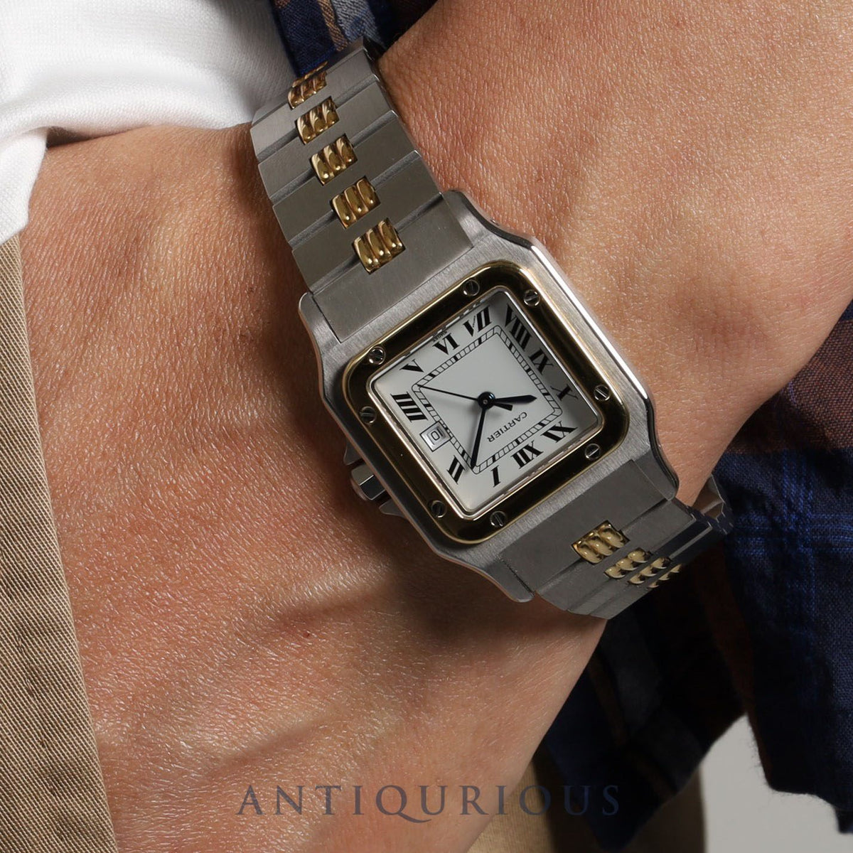 Cartier Santos Carre LM 81036283 Automatic Stainless Steel/Yellow Gold White Dial Overhauled