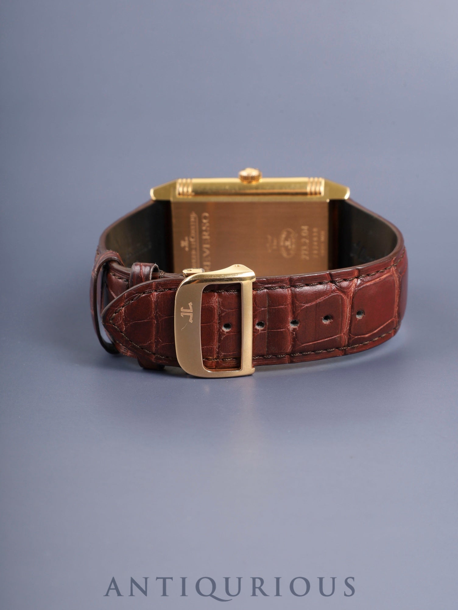 ジャガー・ルクルト グランド レベルソ 273.2.04 / Q3732420 手巻き Cal.976 750PG JEAN ROUSSEAU社革ベルト 純正バックル(750PG)シルバーアラビア文字盤 箱 冊子 保証書 タグ オーバーホール済み