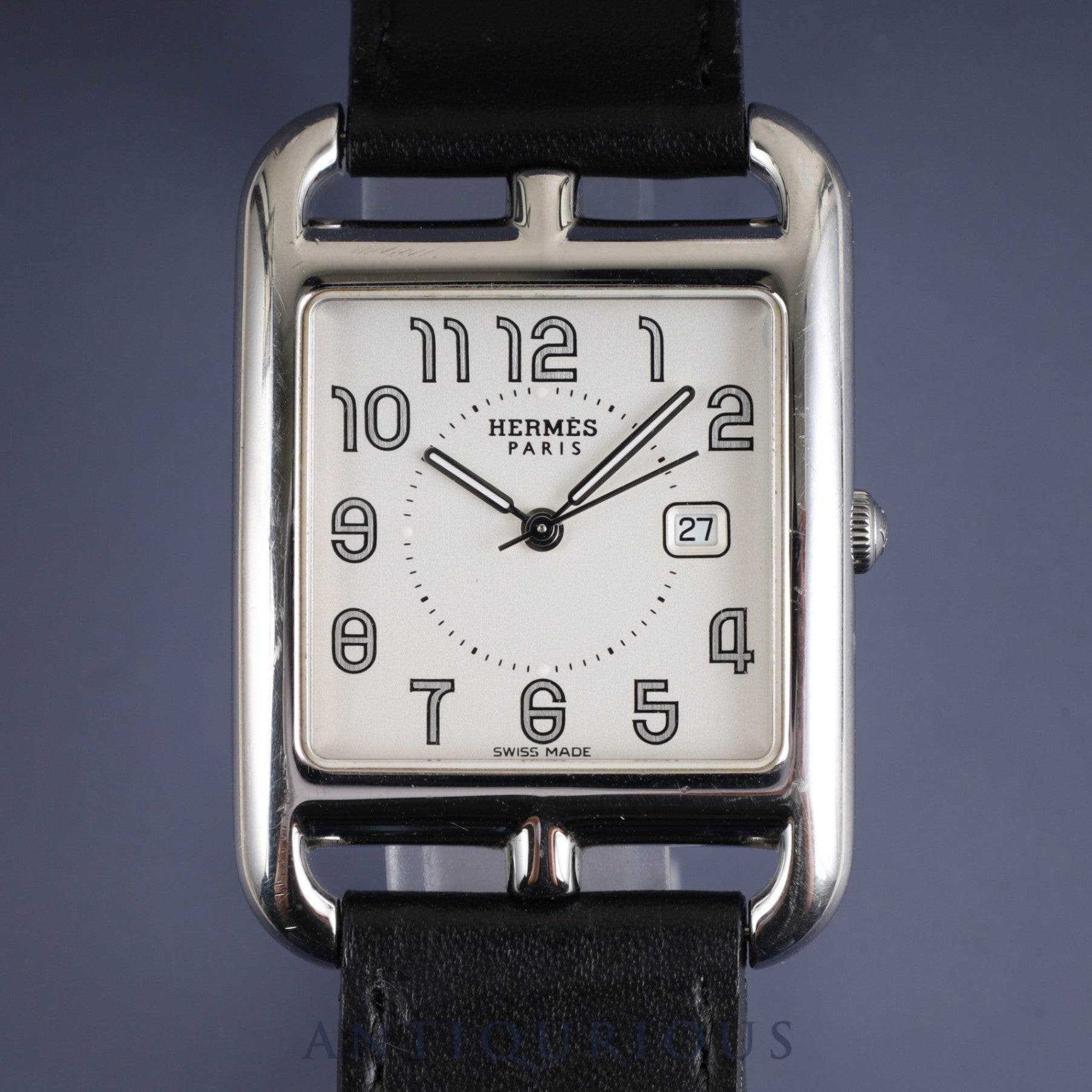 エルメス ケープコッド CC2.710 クォーツ SS 革 純正尾錠(SS) シルバーアラビア文字盤 純正替ベルト(A刻印:2017年) オーバーホール済み