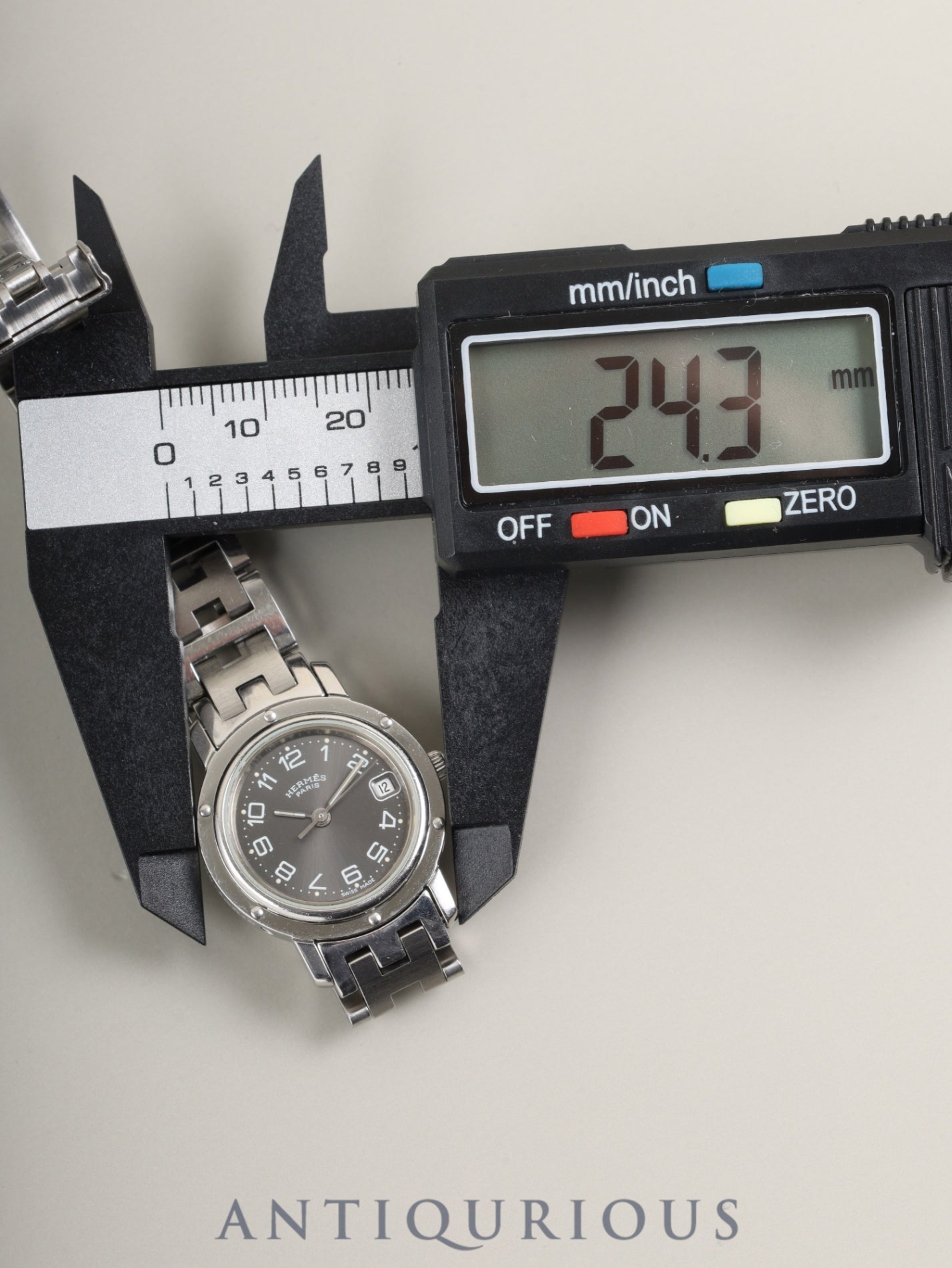 エルメス クリッパー CL4.210 クォーツ SS SS グレー文字盤 保証書(1999年)オーバーホール済み