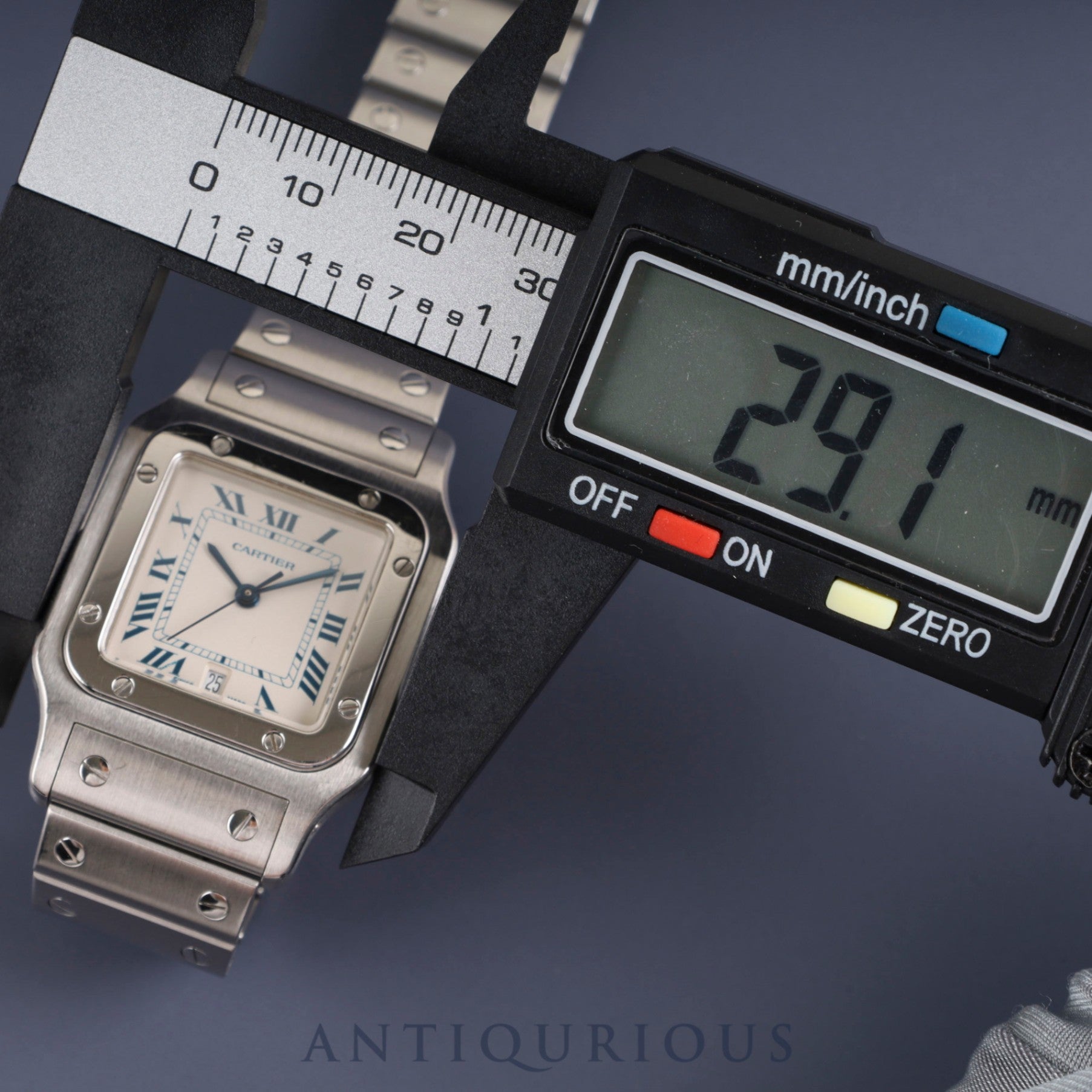 Cartier Santos Galbee LM W20018D6 / 1564 Quartz Cal.687 Stainless Steel White Dial Overhauled