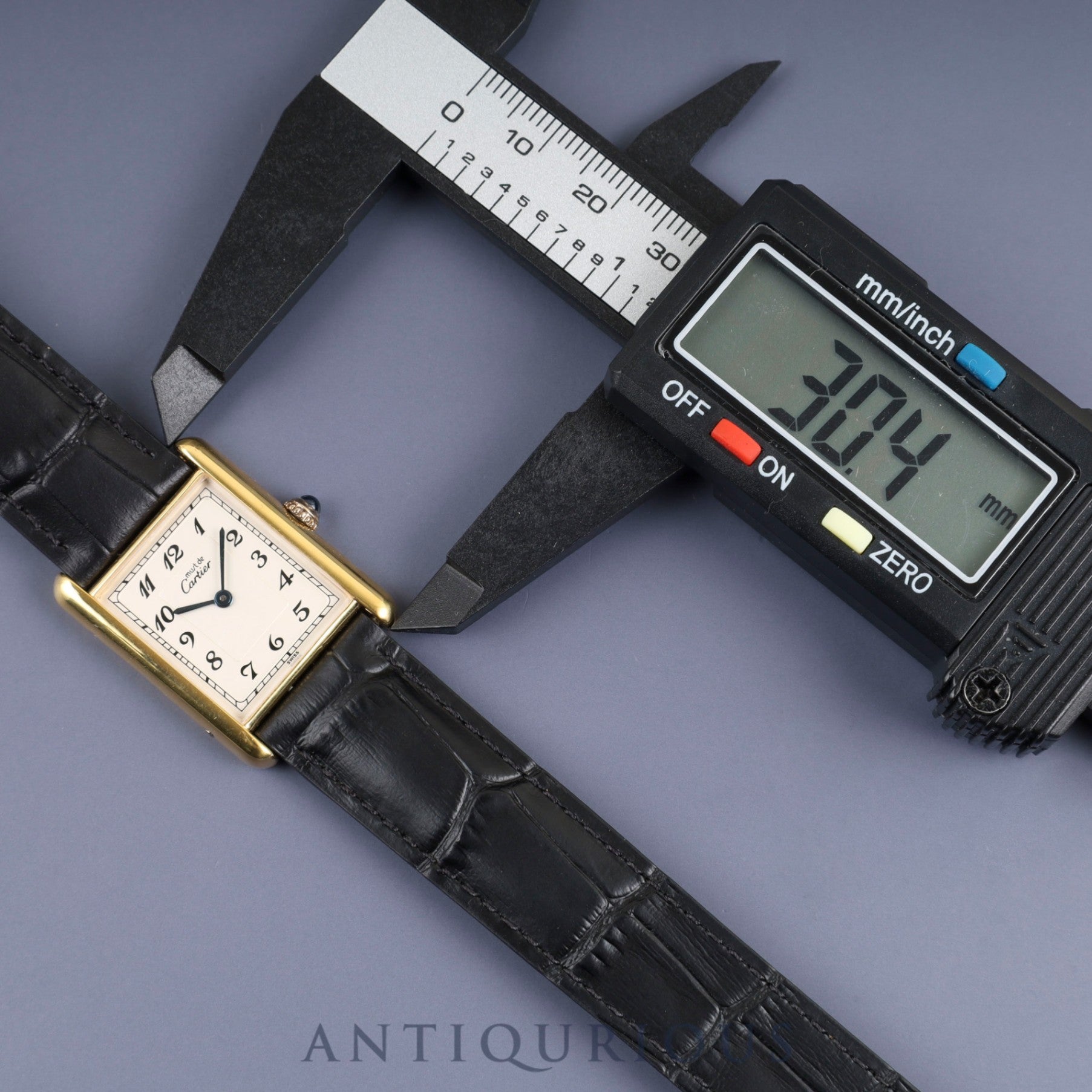 Cartier Must Tank LM 590005 Quartz Caliber - SV925 Leather Strap with Genuine D-Buckle (GP) Arabic Dial Circa 1982-1995 Overhauled and Finished to New