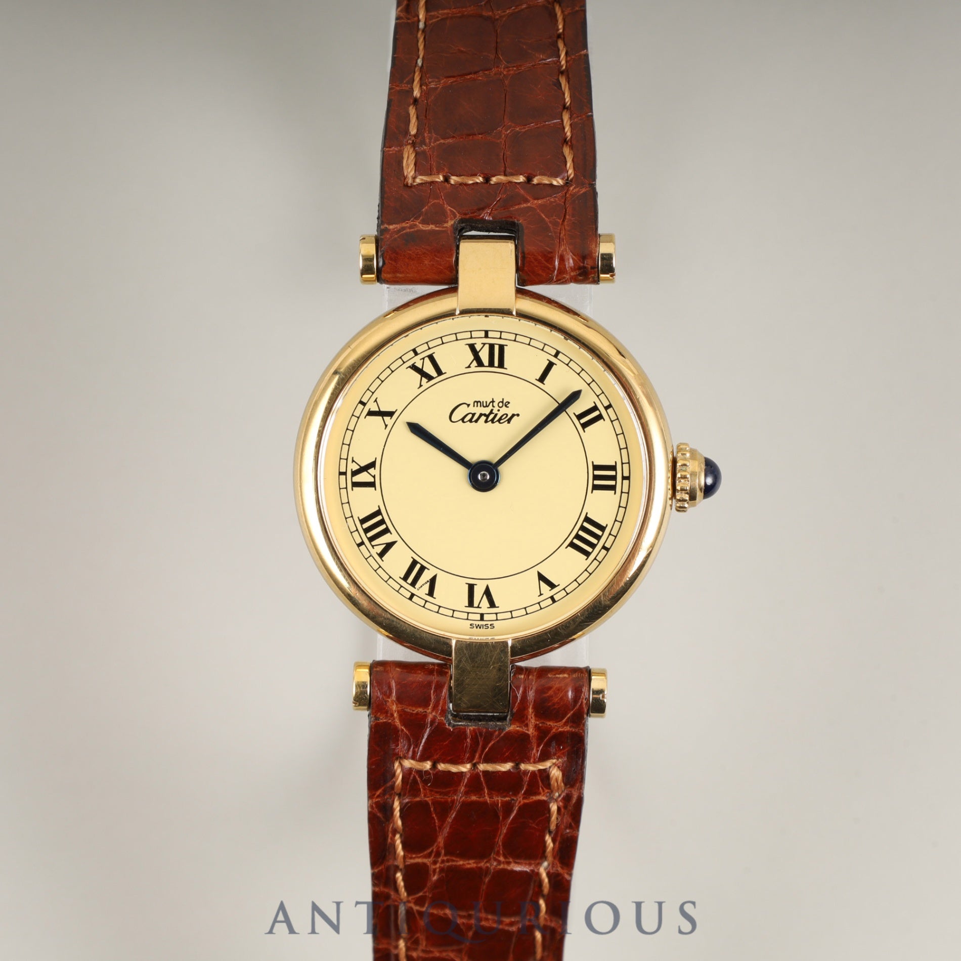 カルティエ マスト ヴァンドーム VLC SM 590004 クォーツ Cal.90.09 SV925 純正革ベルト 純正尾錠(GP)アイボリーローマン文字盤 オーバーホール済み