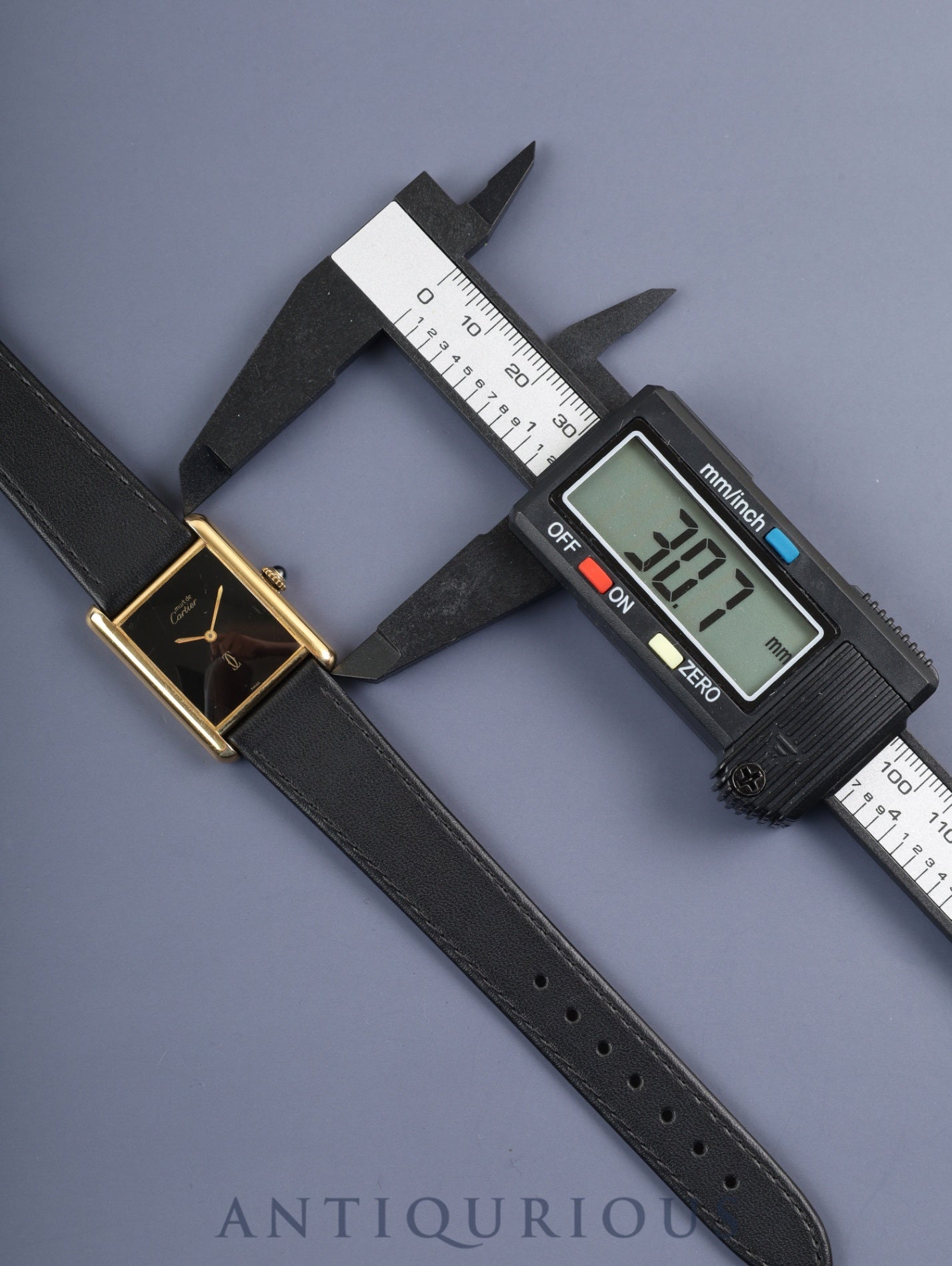 カルティエ マストタンク LM 手巻き Cal.78-1 SV925 革 純正尾錠(GP) オニキス文字盤 オーバーホール済み