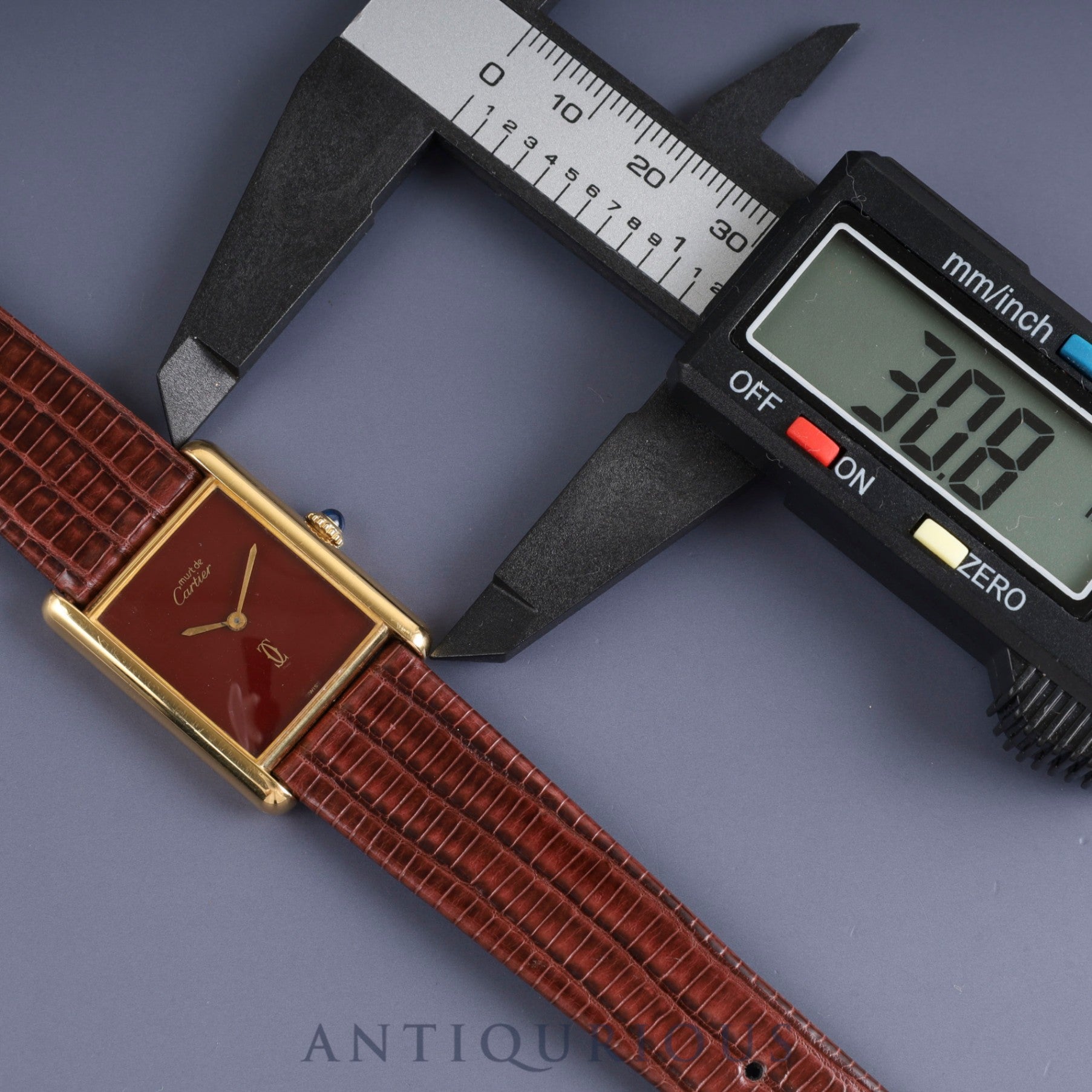カルティエ マストタンク LM 手巻き Cal.78-1 SV925 革 純正尾錠(GP) ガーネットダイアル ボルドー文字盤オーバーホール済み
