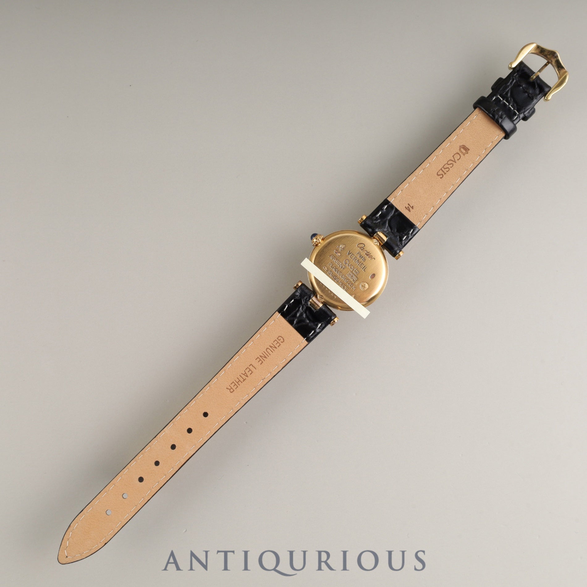 Cartier Must Vendôme VLC SM 590004 Quartz Caliber 90 SV925 Leather Strap with Genuine GP Buckle, Arabic Dial, Overhauled