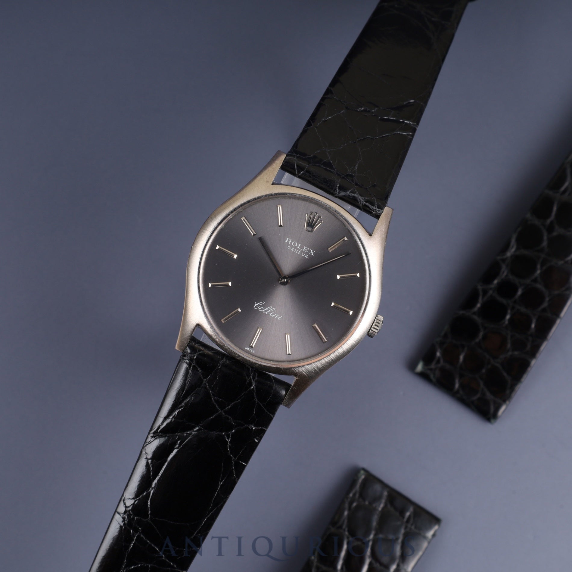 Rolex Cellini 3804 Manual winding Cal.1600 750 Leather Genuine buckle (SS) Grey dial 30 series (1970) Genuine replacement belt Overhauled