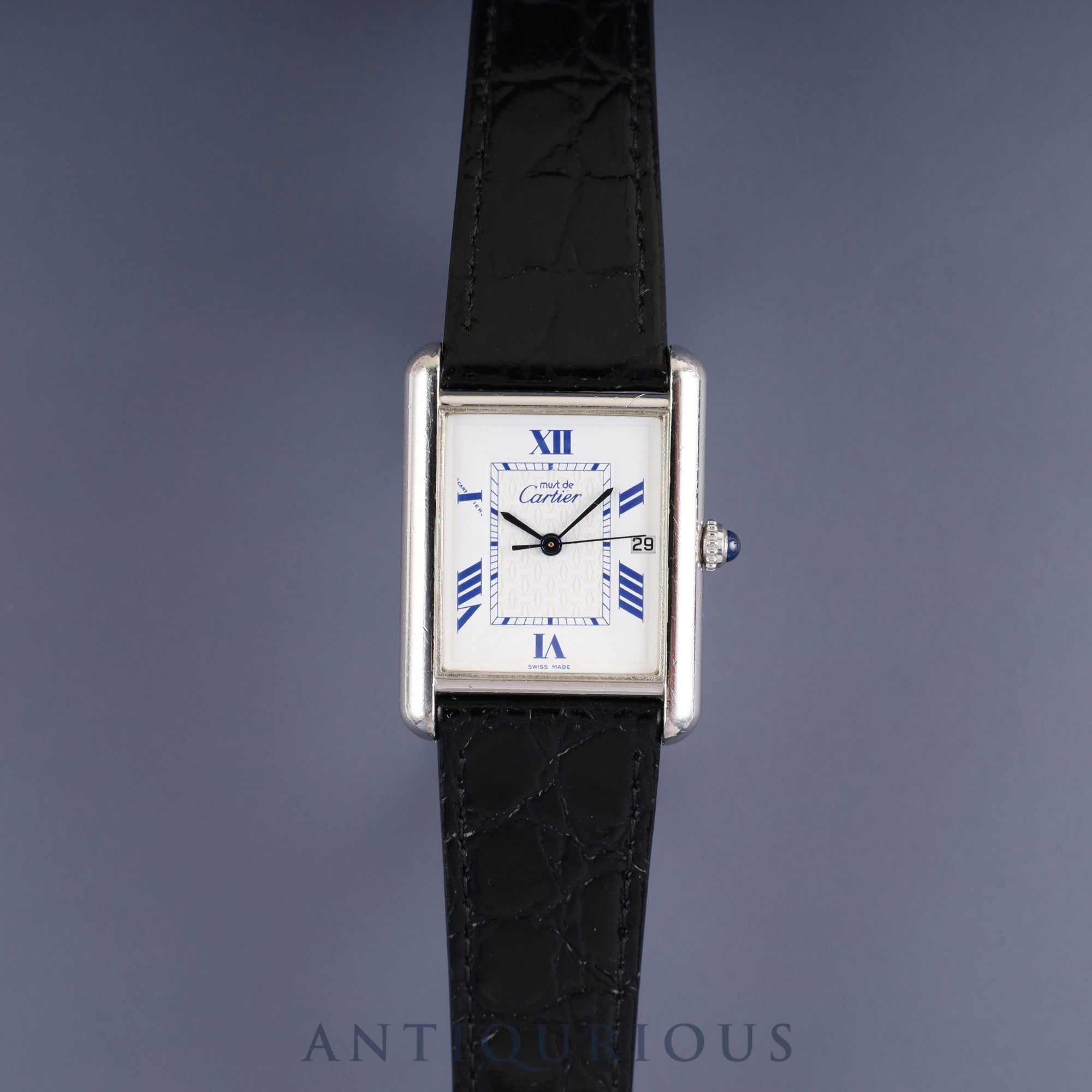 カルティエ マストタンク GM(XL) W1014154 / 2414 クォーツ Cal.87 SV925 革 純正尾錠(SS)ホワイト飛びローマン文字盤 オーバーホール済み
