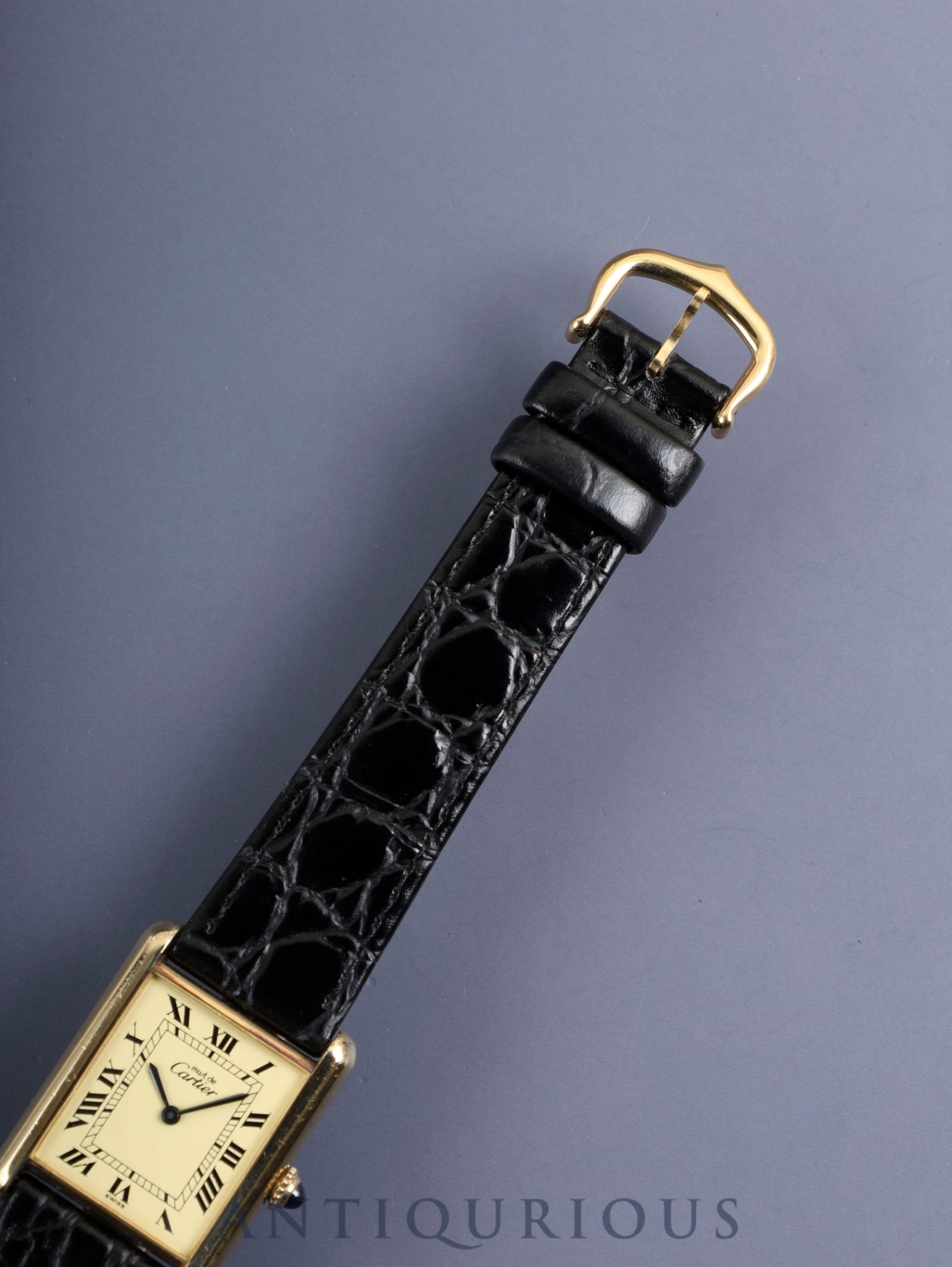 カルティエ マストタンク LM 手巻き Cal.78-1 SV925 革 純正ピンバックル(GP)アイボリーローマン文字盤(SWISS表記)オーバーホール済み