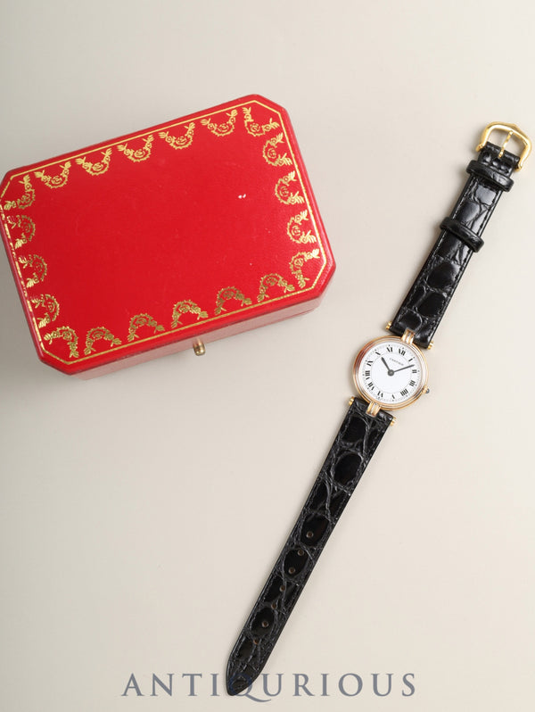 カルティエ ヴァンドーム トリニティ VLC SM 81004 クォーツ Cal.81 750YG 革 純正ピンバックル(GP) ホワイトローマン文字盤(PARIS表記)箱 オーバーホール済み