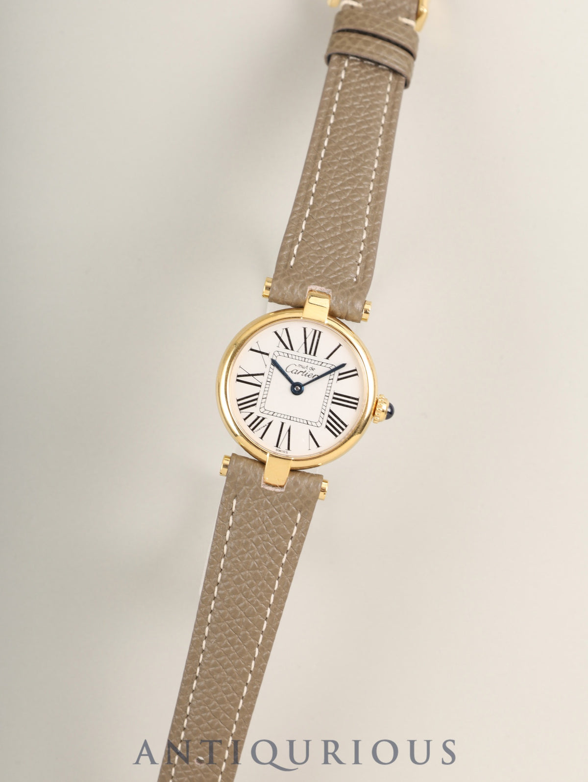 Cartier Must Vendôme VLC SM W1005354 / 1851 Quartz Caliber 90 SV925 Leather Strap with Genuine GP Buckle, Opalescent Dial, Box, Booklet, Warranty Card (2000), Overhauled