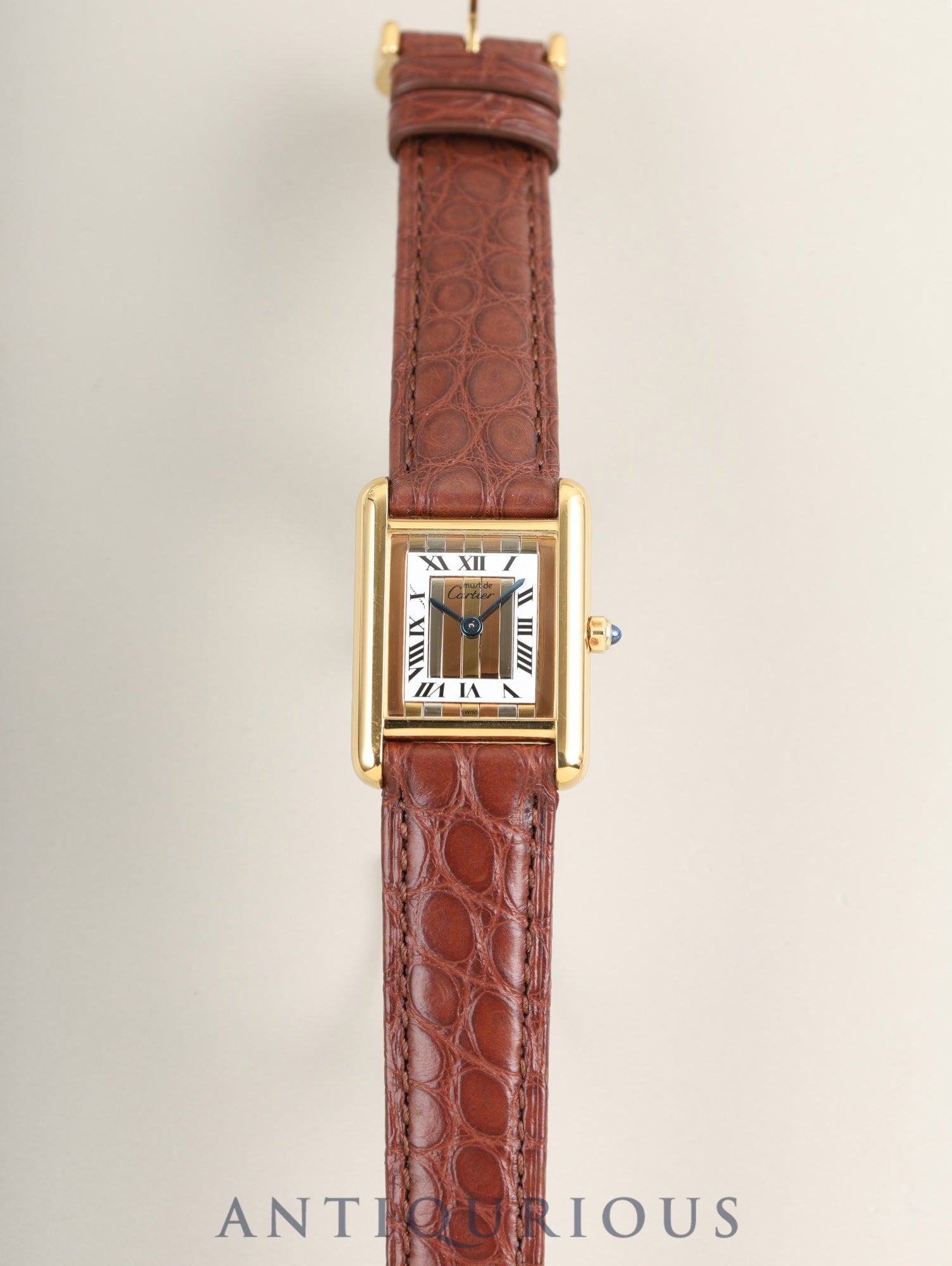 カルティエ マストタンク SM 84919223 / 3 66001 クォーツ Cal.66 SV925 革 純正ピンバックル(GP)フロントトリニティ文字盤(SWISS表記)済み