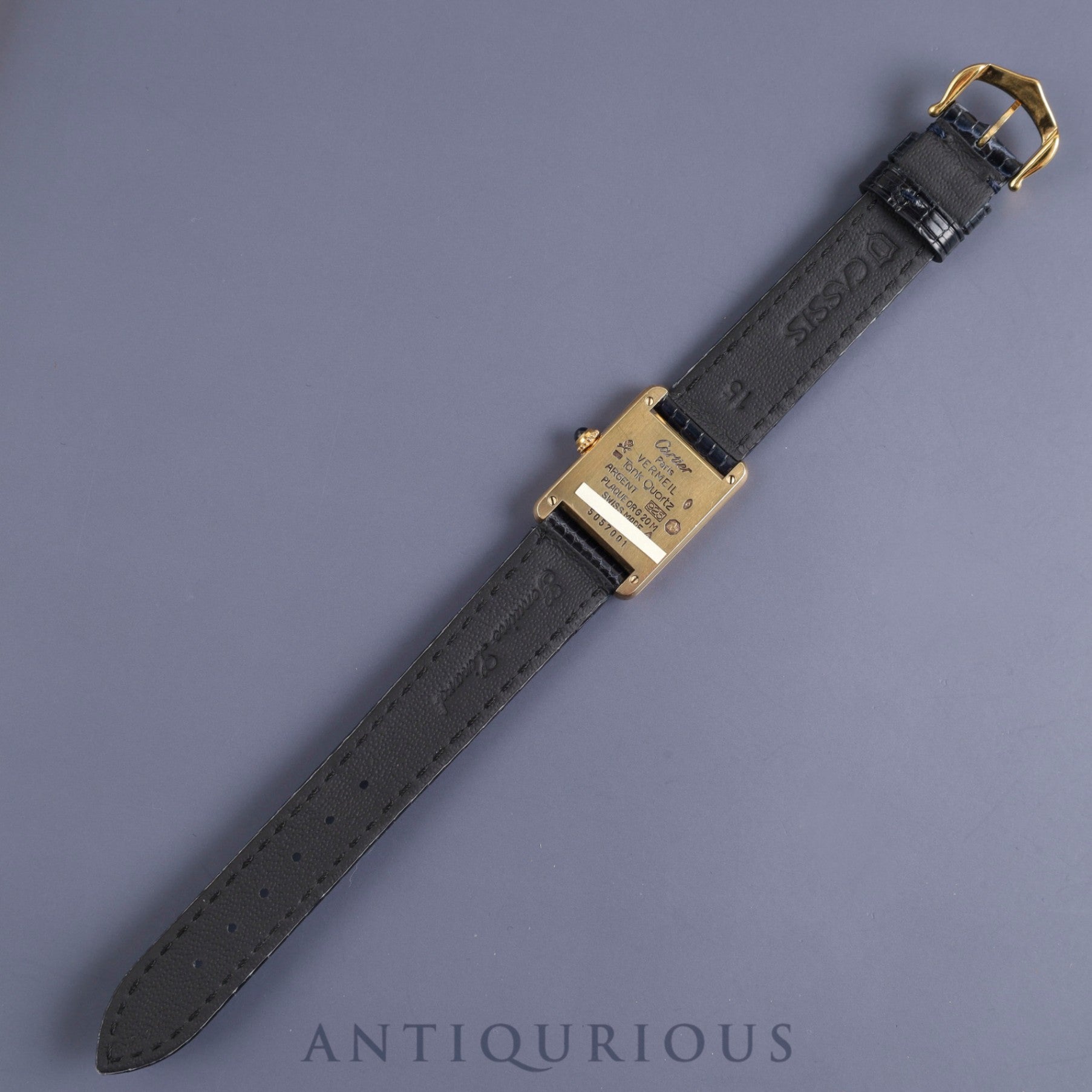 Cartier Must Tank SM 5057001 Quartz Cal.057 SV925 Leather Genuine Buckle (GP) Straight Roman Dial Overhauled