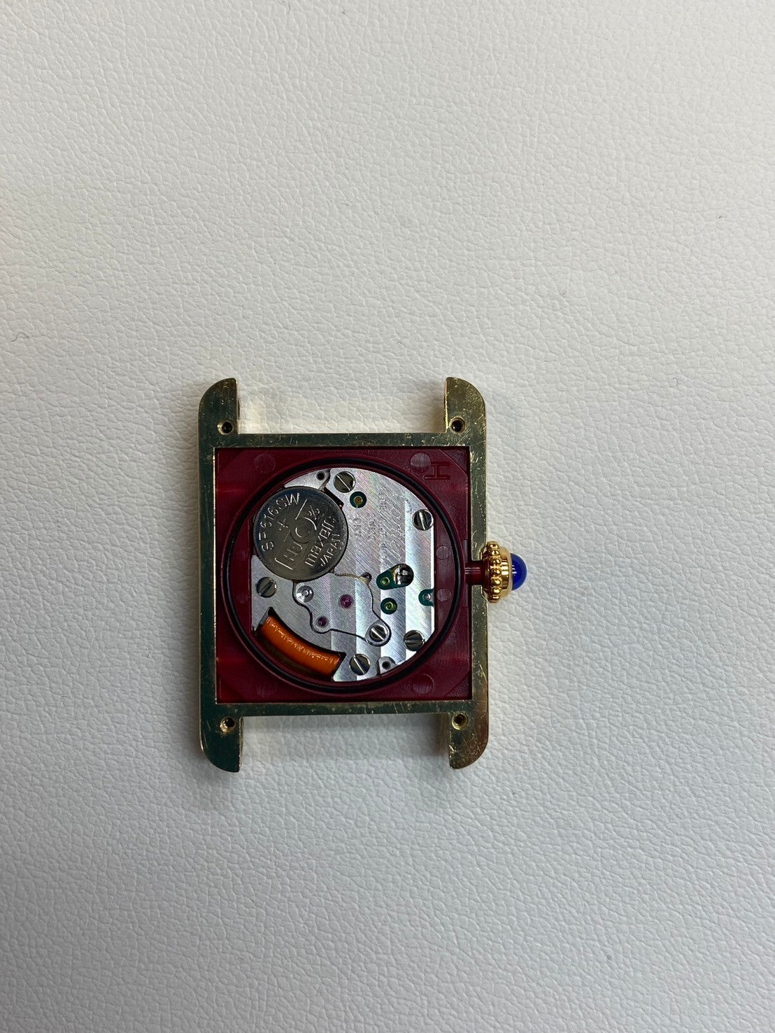 Cartier Must Tank SM 4919123 / 3 66001 Quartz Caliber 057 SV925 Leather Strap with Genuine GP Buckle, Square Trinity Dial, Box, Warranty Card, Overhauled