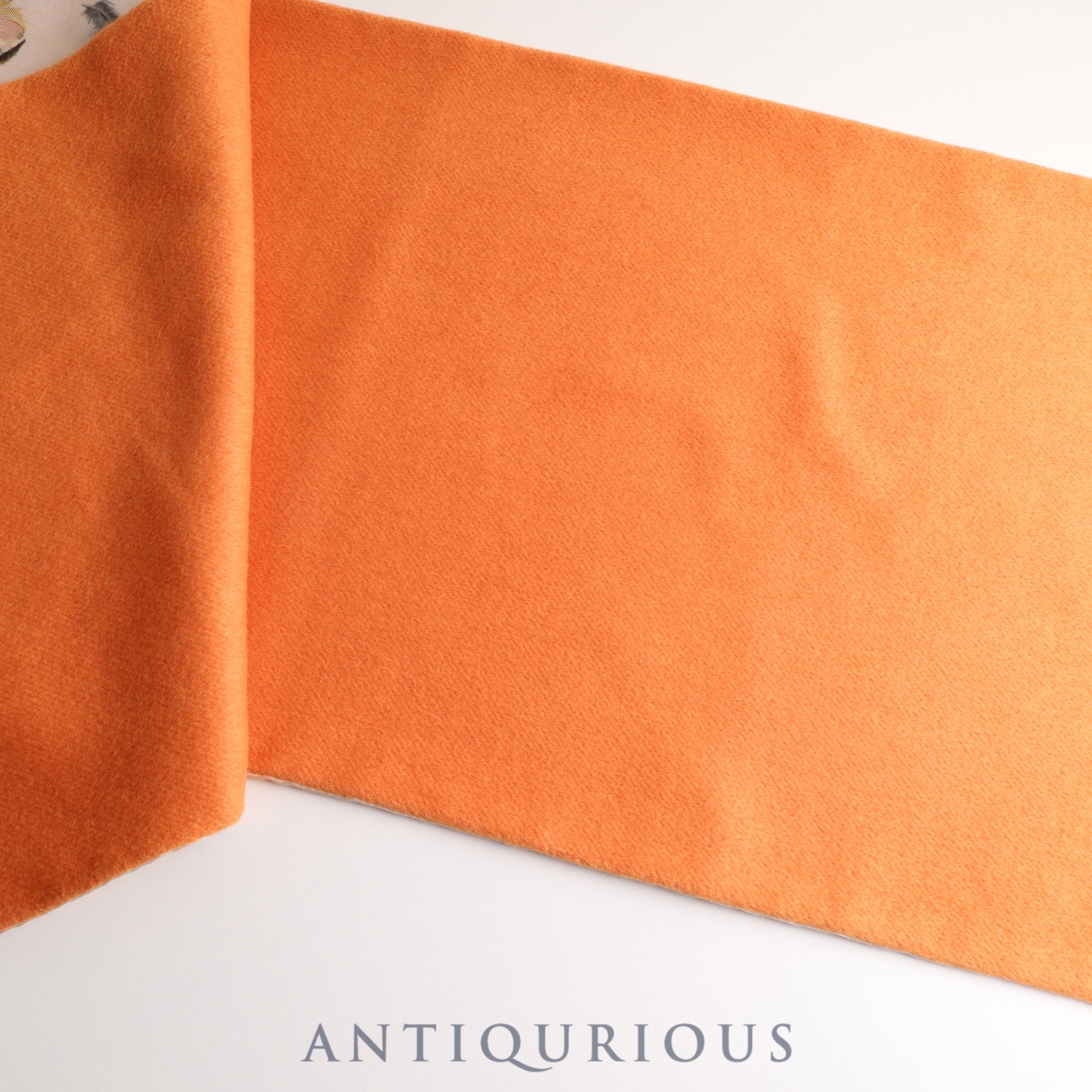 エルメス マフラー アンゴラ100% / SILK100% フェザー オレンジ リバーシブル