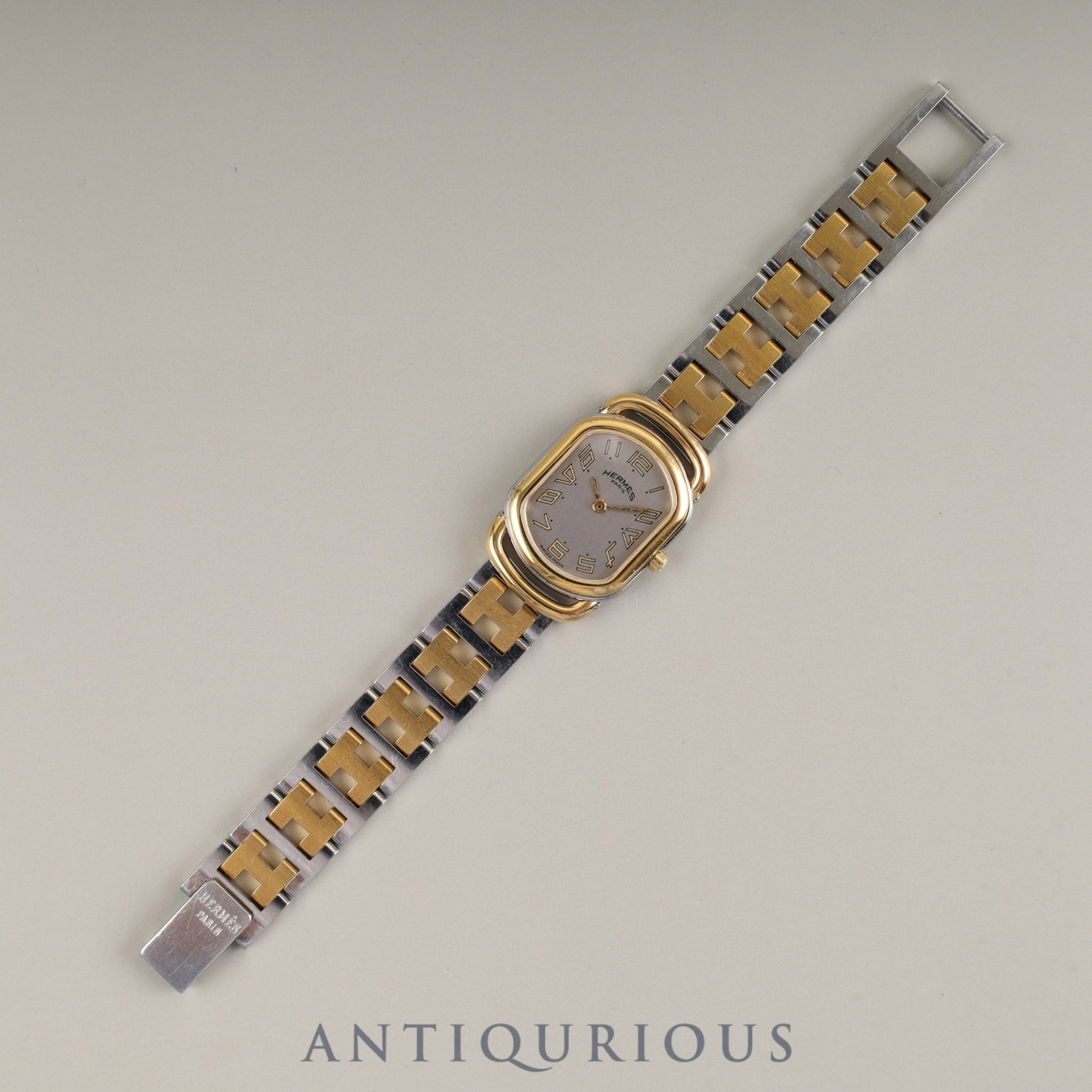 Hermes Rally 77.03 Quartz Cal.976.001 SS/GP SS/GP Gray Dial Overhauled