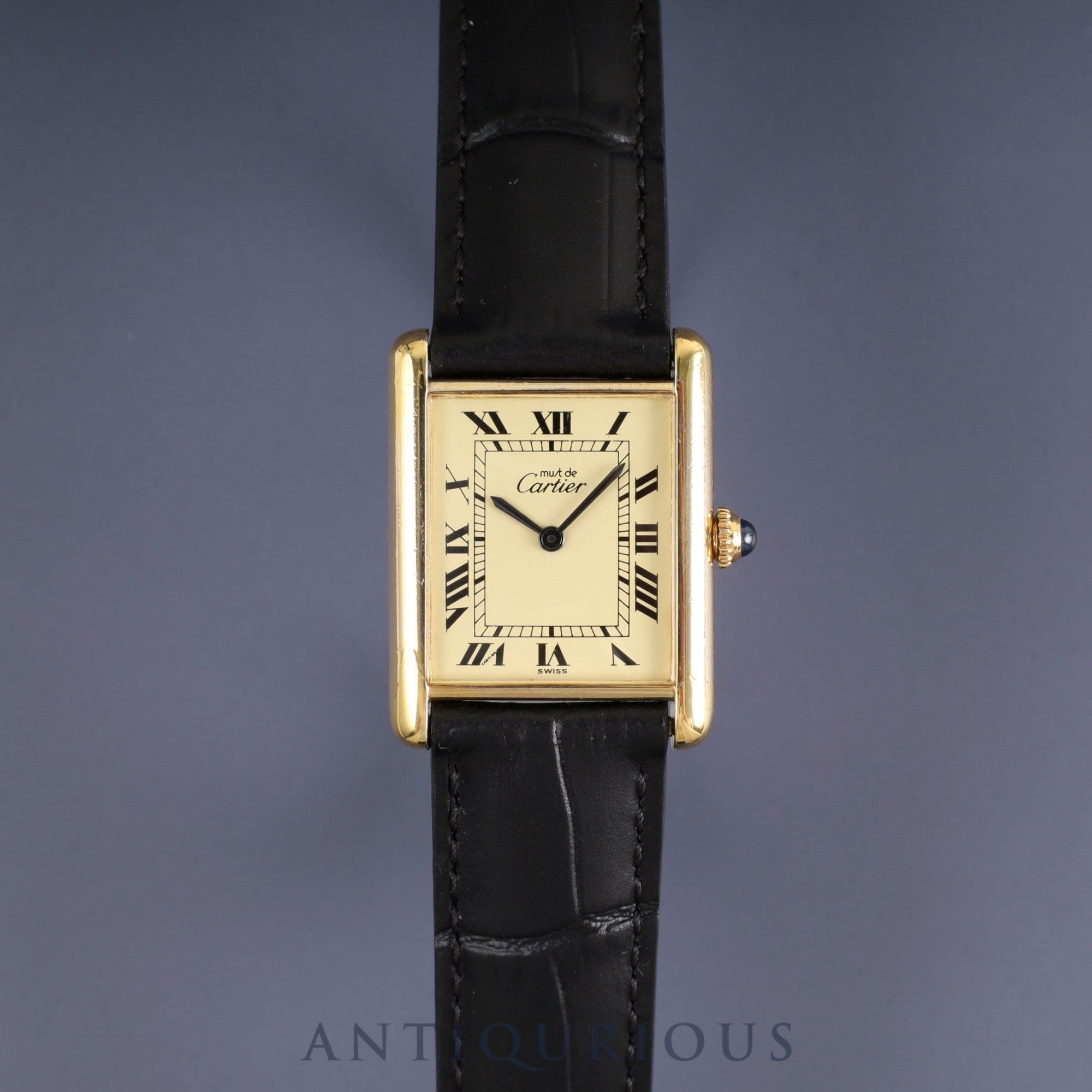 カルティエ マストタンク LM 手巻き Cal.78-1 SV925 革 純正Dバックル(GP)アイボリーローマン文字盤 オーバーホール済み
