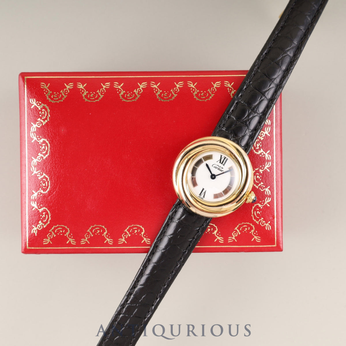 Cartier Must Trinity W1010644 / 2735 Quartz Caliber - SV925 Leather Genuine D-buckle (GP) Trinity Dial Box Completely serviced at a Cartier boutique