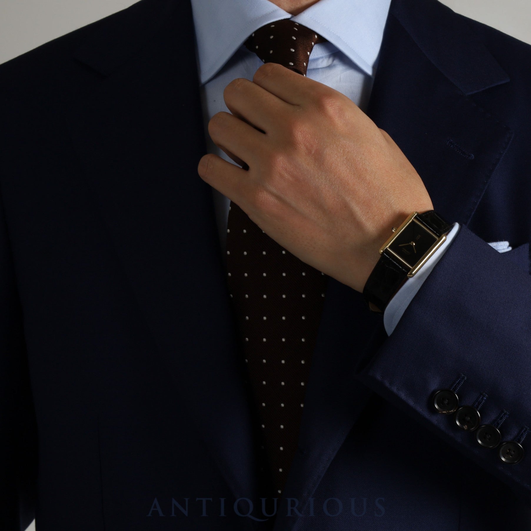 Cartier Must Tank LM 6 81006 Quartz Cal.690 SV925 Leather Genuine Buckle (GP) Onyx Dial Overhauled and Finished to Like New