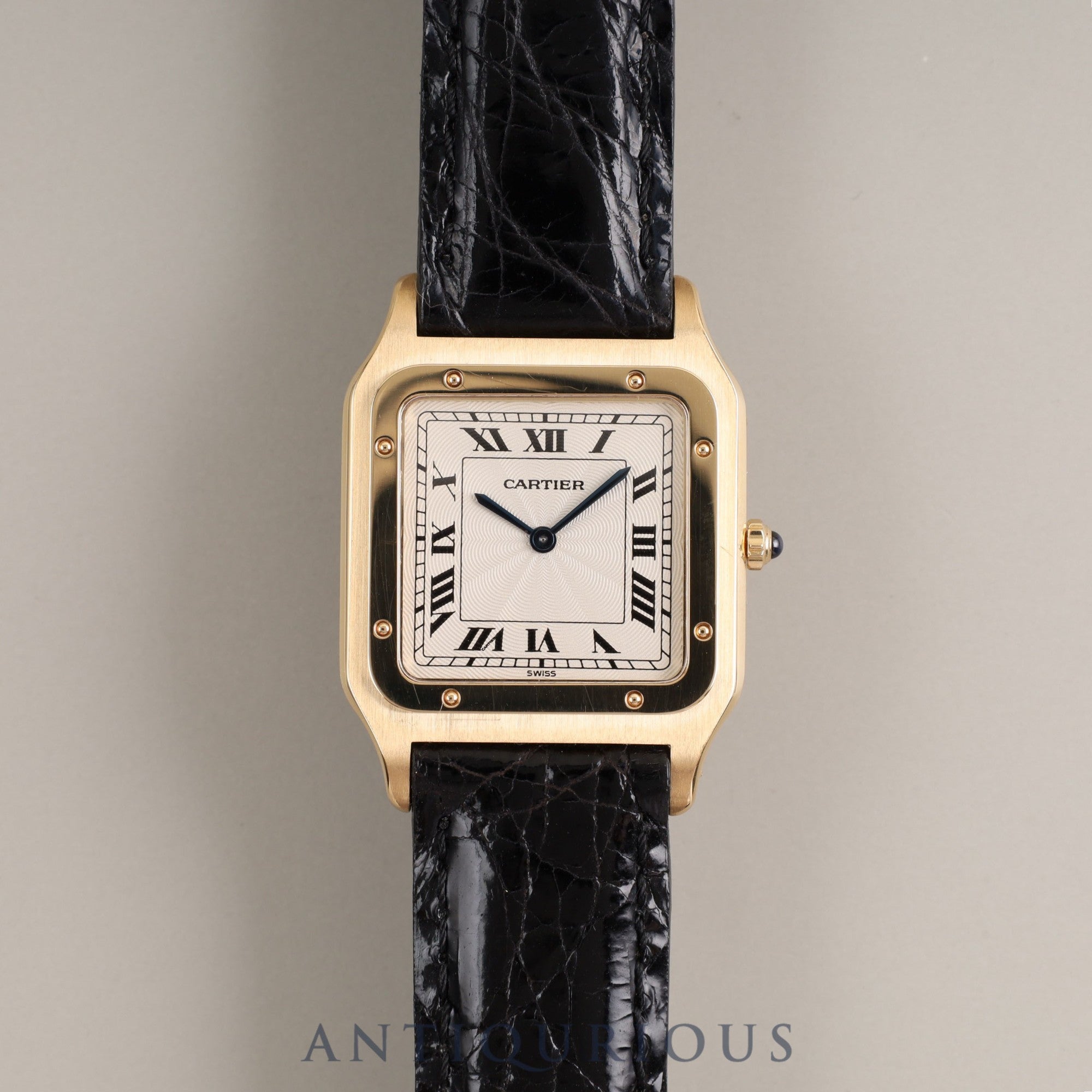 Cartier Santos Dumont Extra Slim W1505453 Manual winding Cal.21MC 750YG Leather Genuine buckle (750) Guilloché Ivory dial Box