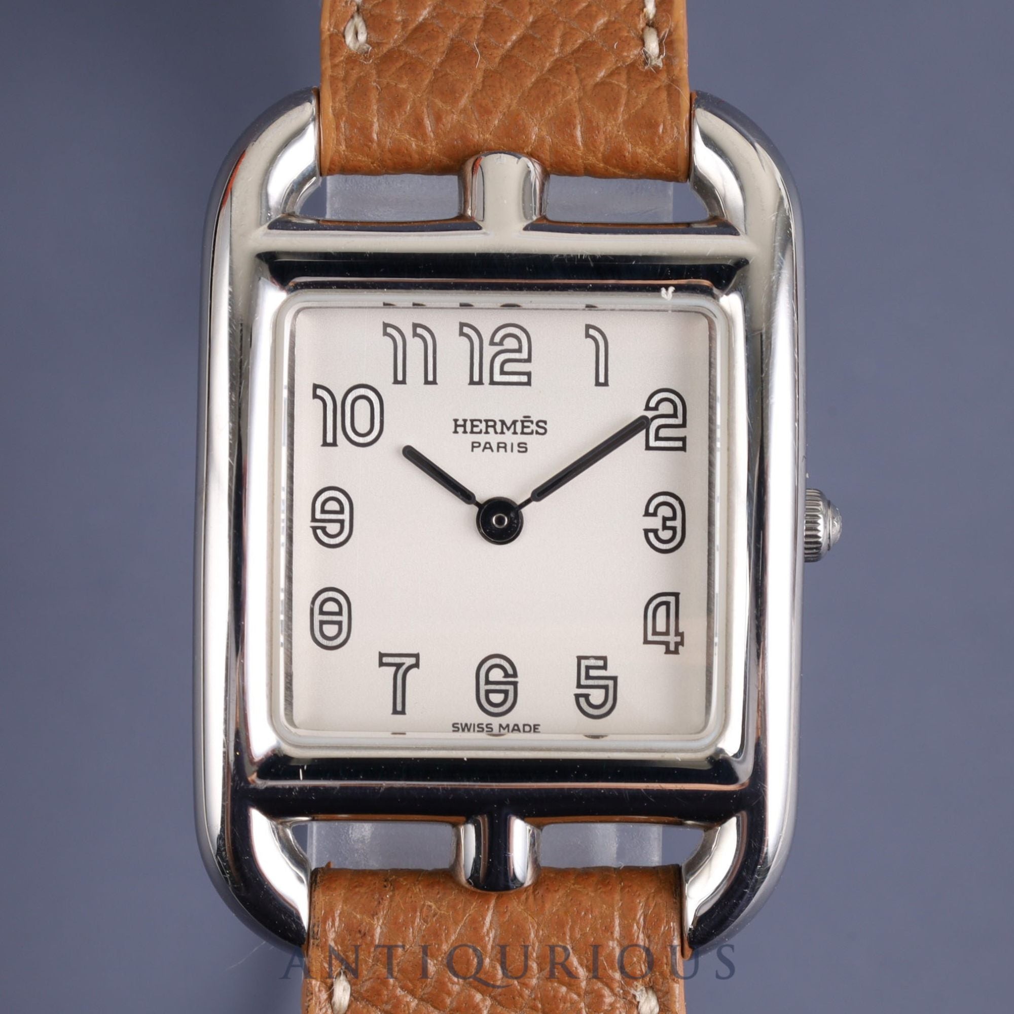 エルメス ケープコッド CC1.210 クォーツ Cal.976.001 SS 革 純正尾錠(SS)ホワイト文字盤 23×33mm 箱(時計台座欠品) 保証書(日付未記入)純正革ベルト オーバーホール済み