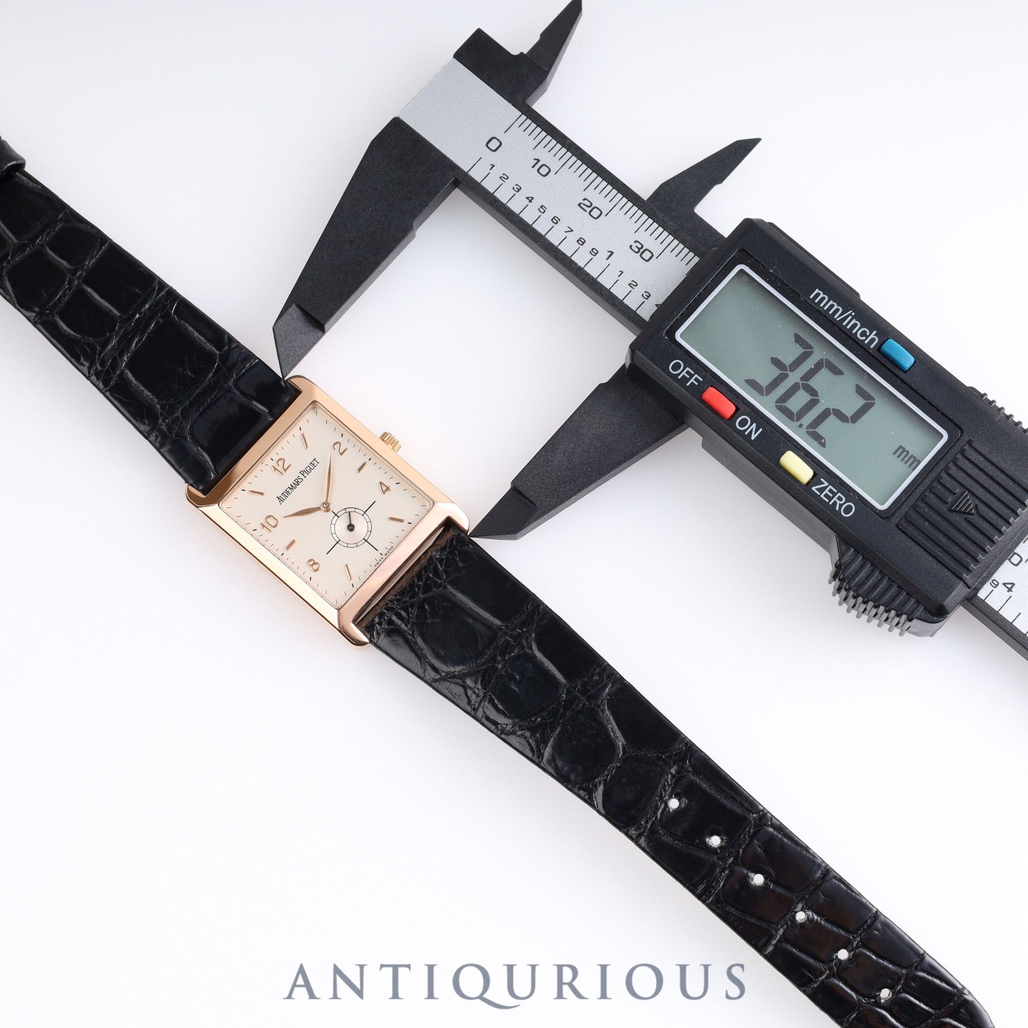 Audemars Piguet Rectangular OR4918/002 Manual winding Cal.2085 PG Leather Silver dial Warranty card (1995)