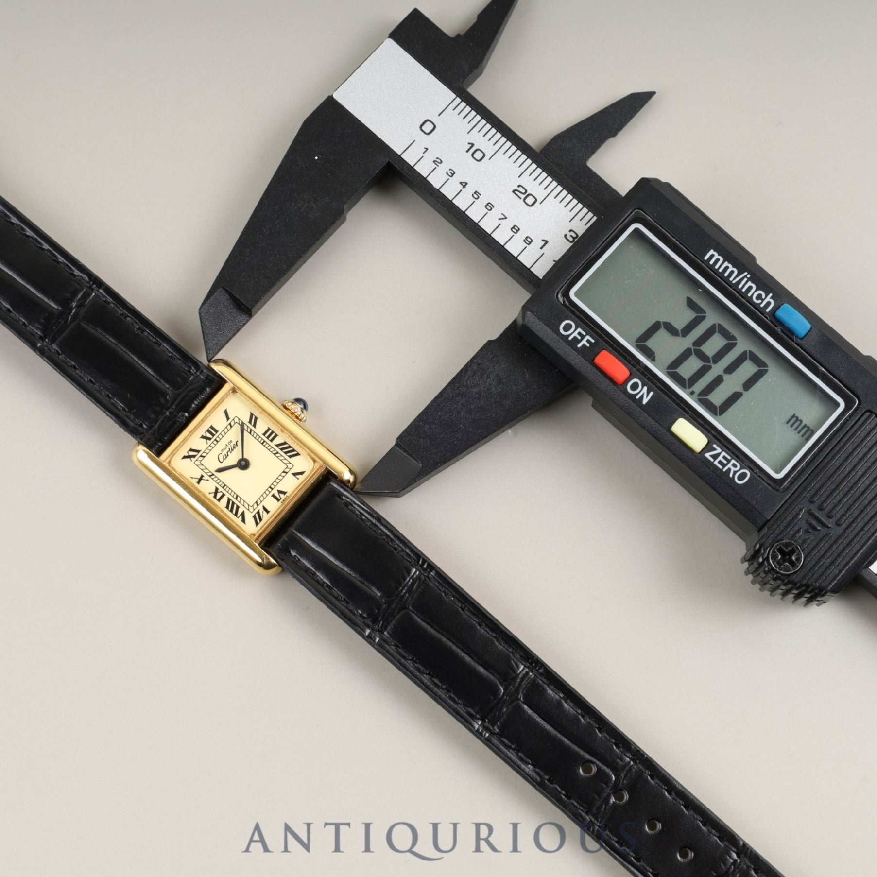 Cartier Must Tank SM Manual winding Cal.78-1 SV925 Leather Genuine buckle (GP) Ivory Roman dial Overhauled