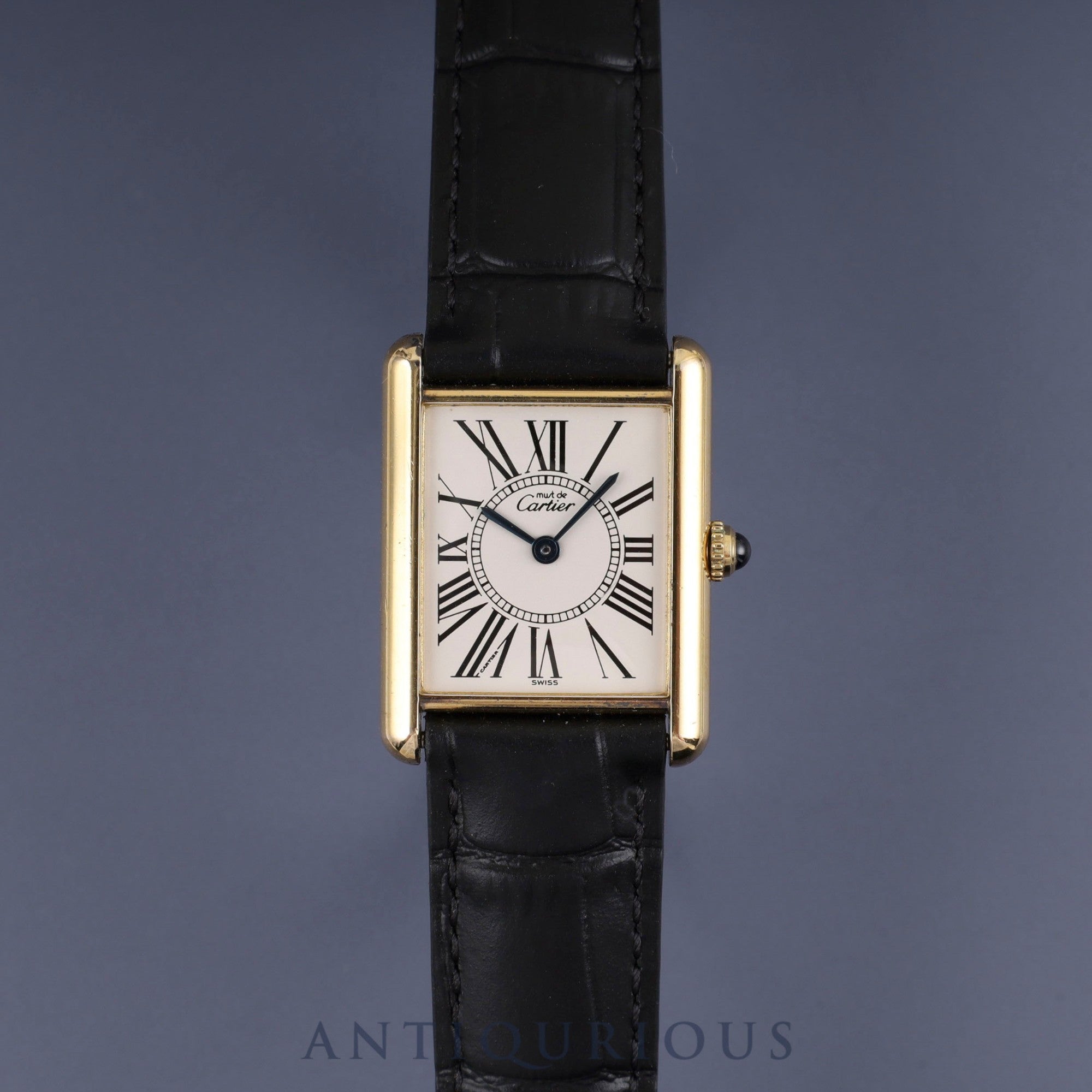 カルティエ マストタンク LM 1615 クォーツ Cal.90 SV925 革 純正Dバックル(GP) オパラン文字盤 オーバーホール済み