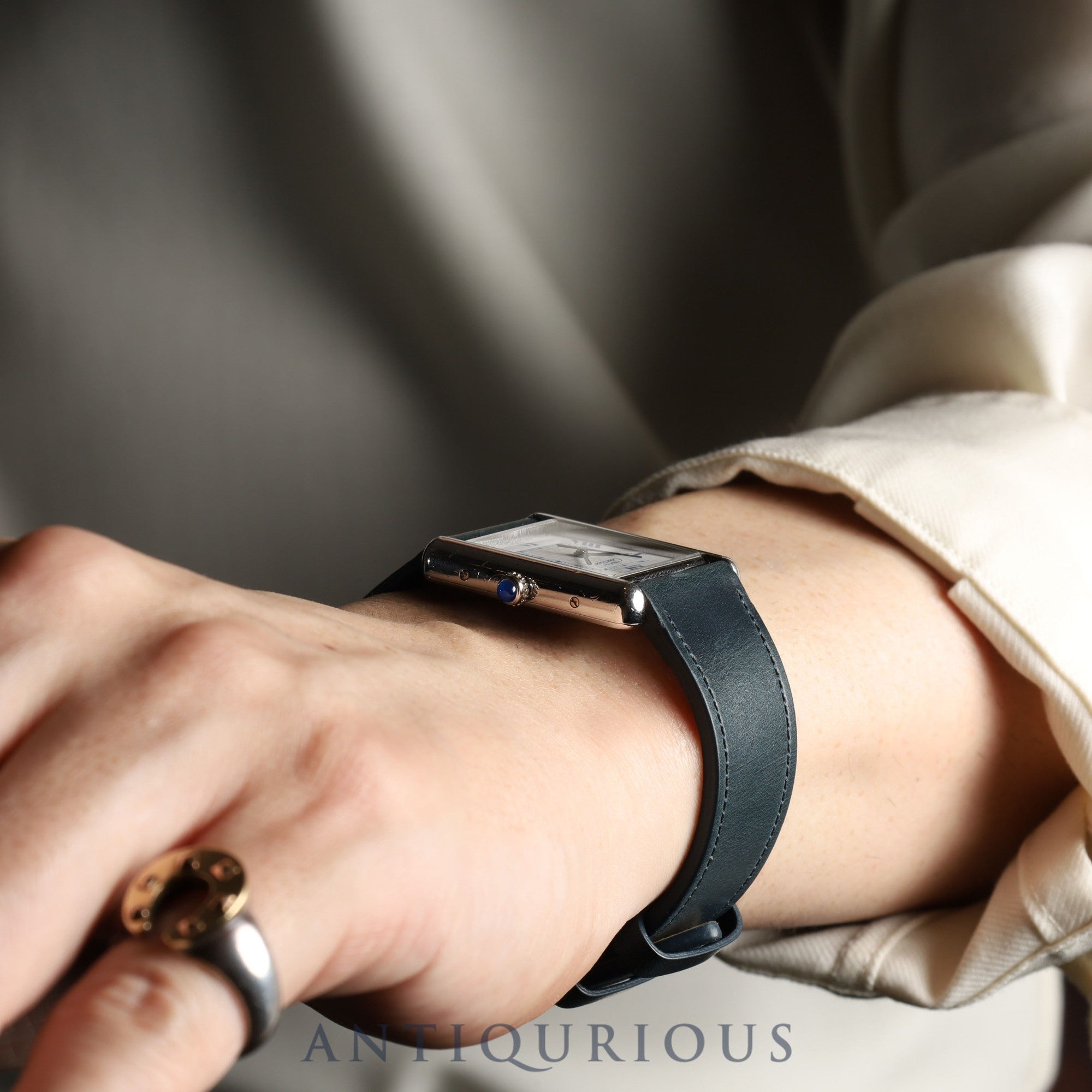 Cartier Must Tank GM (XL) 2414 Quartz Movement, SV925 Leather, Aftermarket Buckle (Stainless Steel), White Roman Dial (SWISS MADE Marking), Completely Serviced at a Cartier Boutique