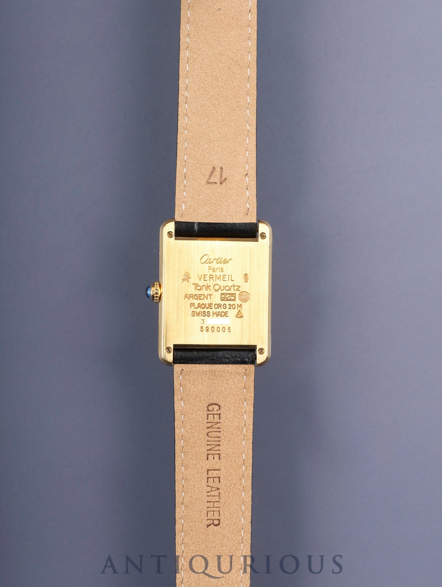 カルティエ マストタンク LM 590005 クォーツ Cal.90 SV925 革 純正Dバックル(GP) アラビア文字盤(SWISS表記) オーバーホール済み 新品仕上げ済み