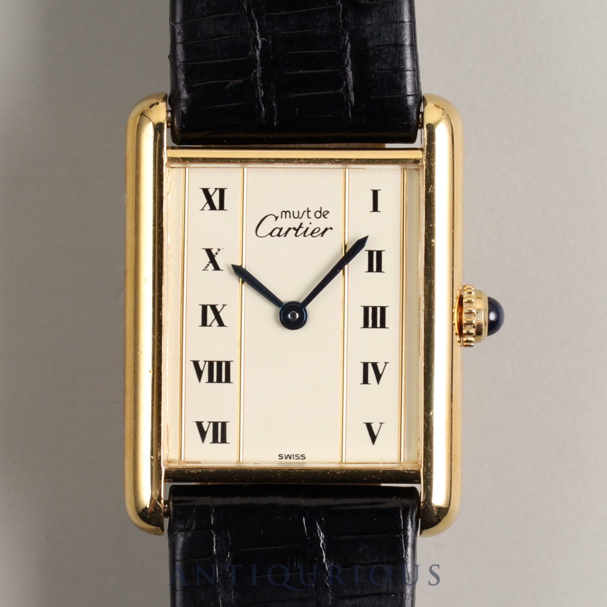 Cartier Must Tank LM QZ 590005 Cal.690 SV925 Leather Genuine Buckle (GP) Vertical Roman Dial Overhauled