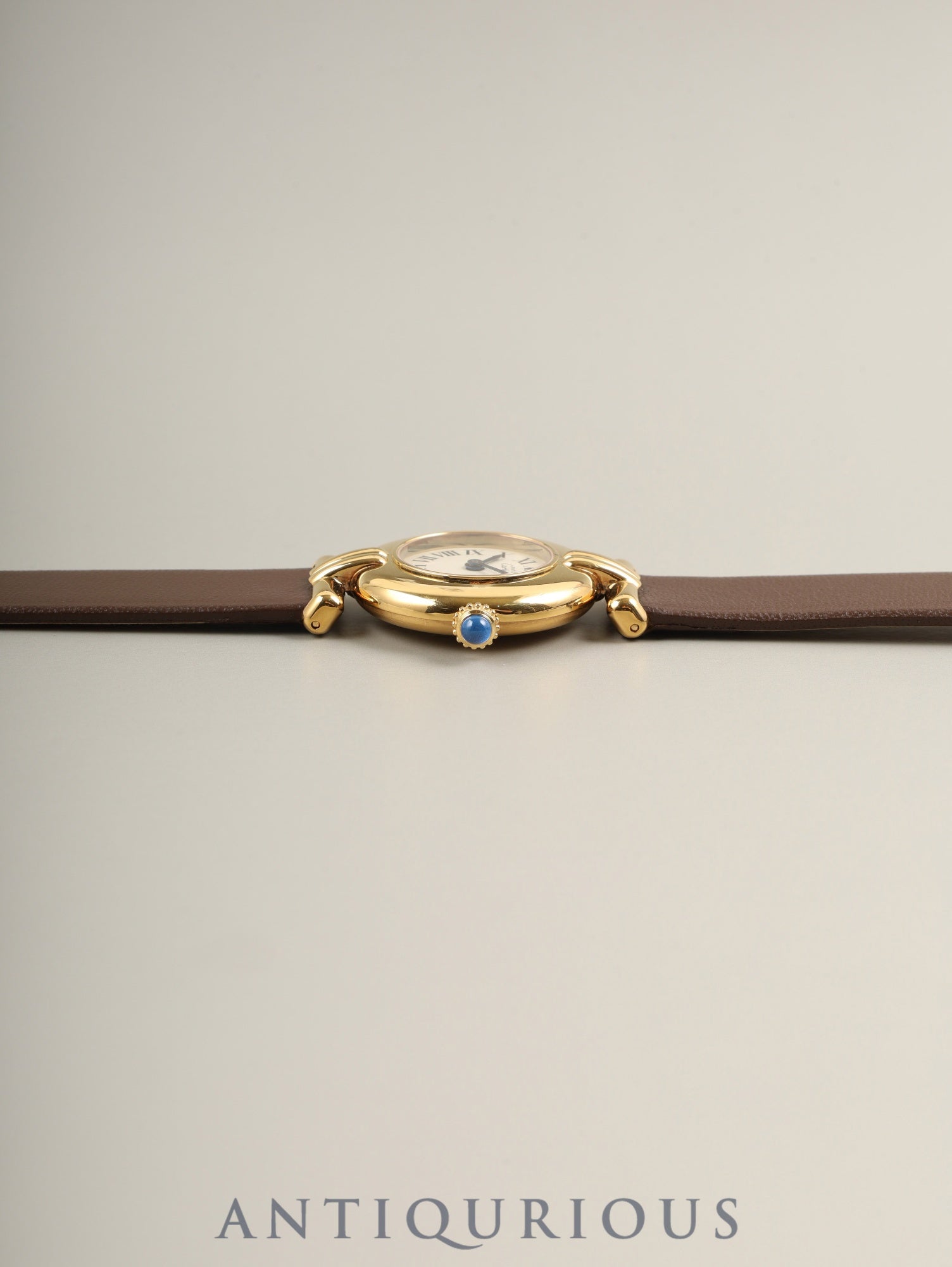 カルティエ マストコリゼ W1000653 / 590002 クォーツ SV925 革 純正尾錠(GP) アイボリーローマン文字盤 箱 冊子 保証書(1990年) カルティエブティックにてコンプリートサービス済み