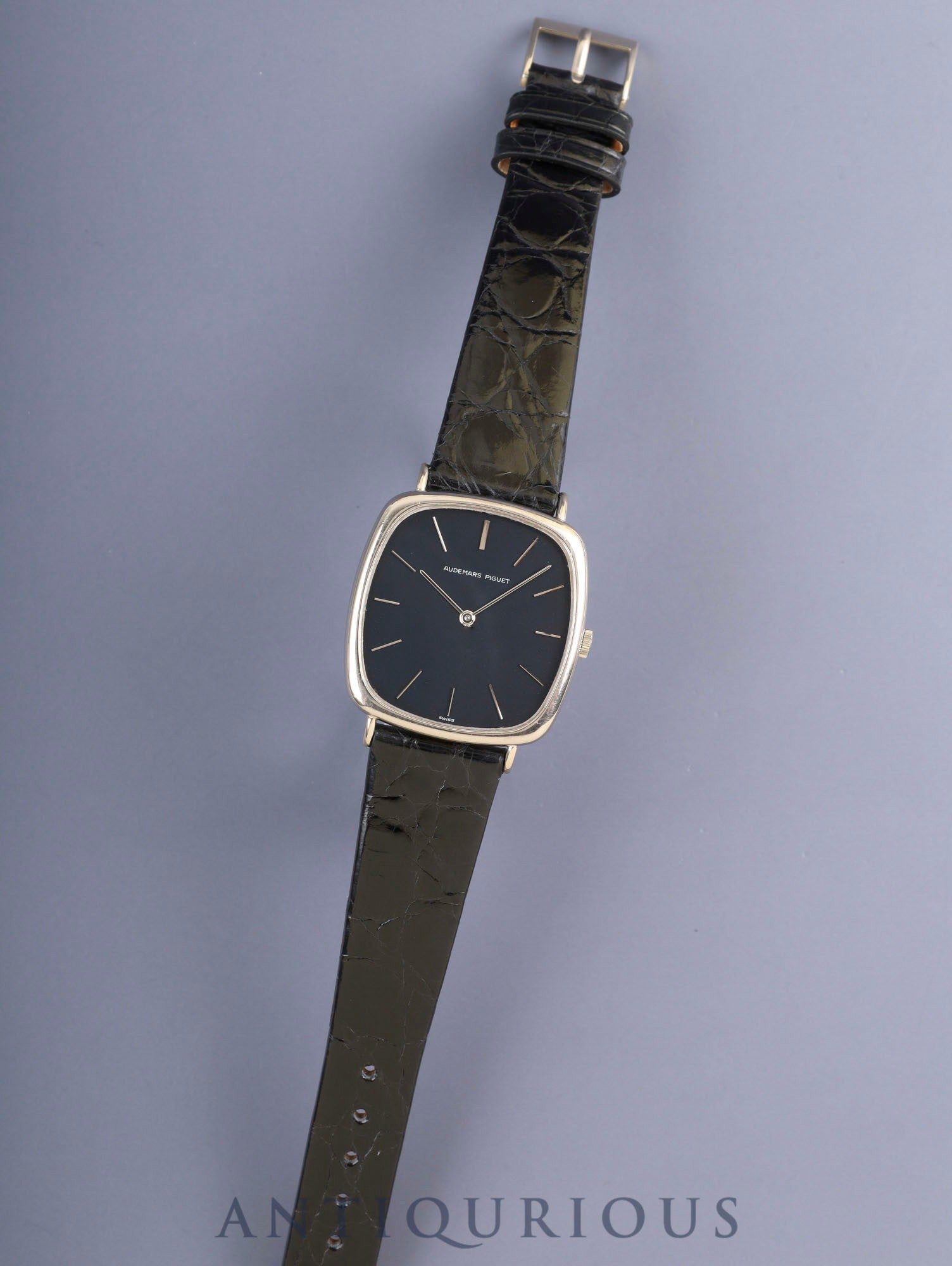 オーデマ・ピゲ スクエアケース 5410 手巻 Cal.2001/1A 750WG 革 純正ピンバックル(750WG)ネイビー文字盤 ケース 保証書(1976年)オーバーホール済み