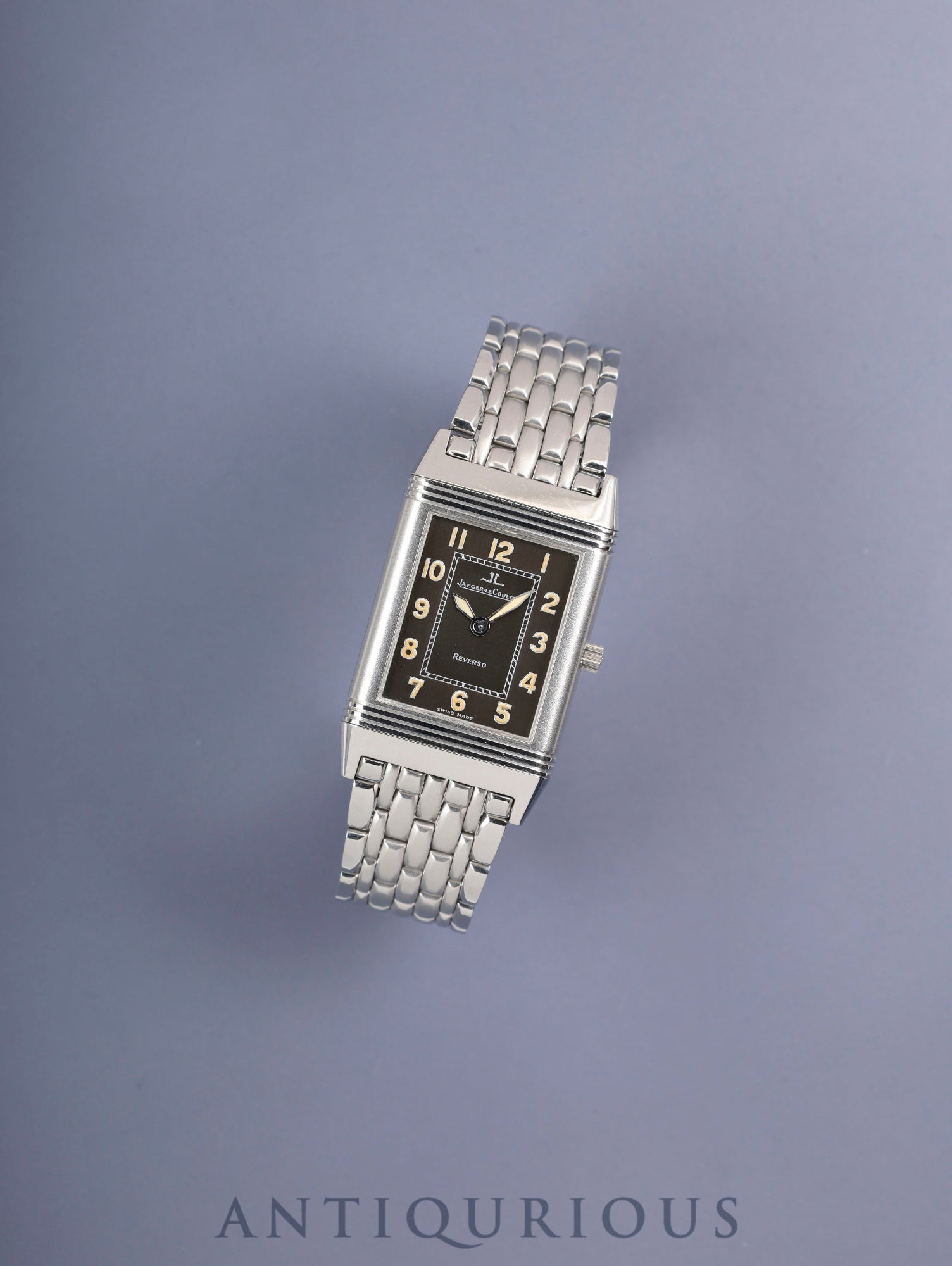 Jaeger-LeCoultre Reverso Classic Shadow 251.8.86 / 251.880.864 Manual Winding Caliber 846/1 Stainless Steel Gray Dial Warranty Booklet Overhauled *Case Back Engraving