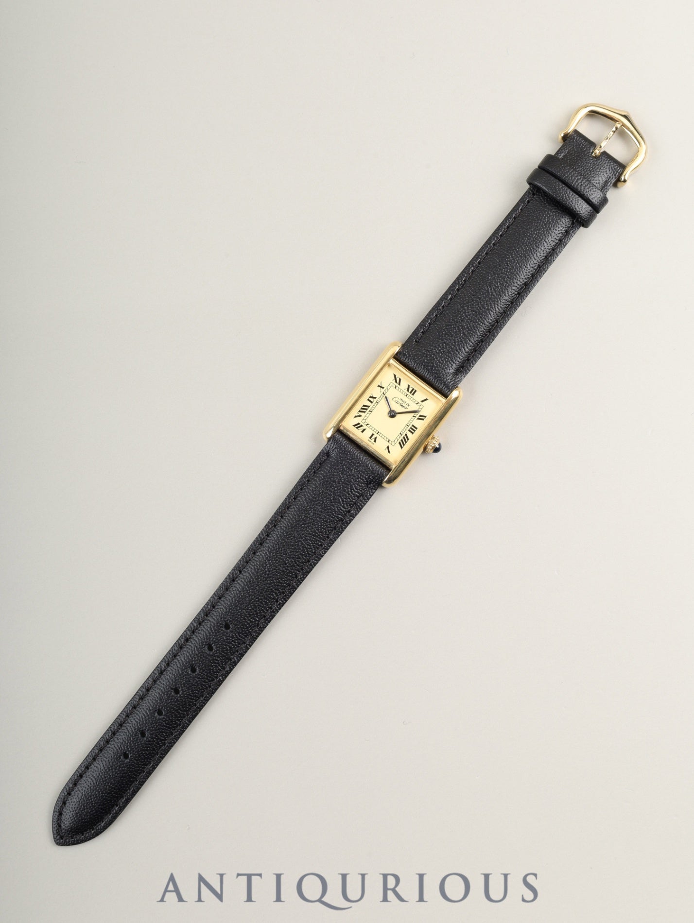Cartier Must Tank SM Hand-wound Cal.78-1 SV925 Leather Genuine Pin Buckle (GP) Ivory Roman Dial (SWISS marking) Overhauled