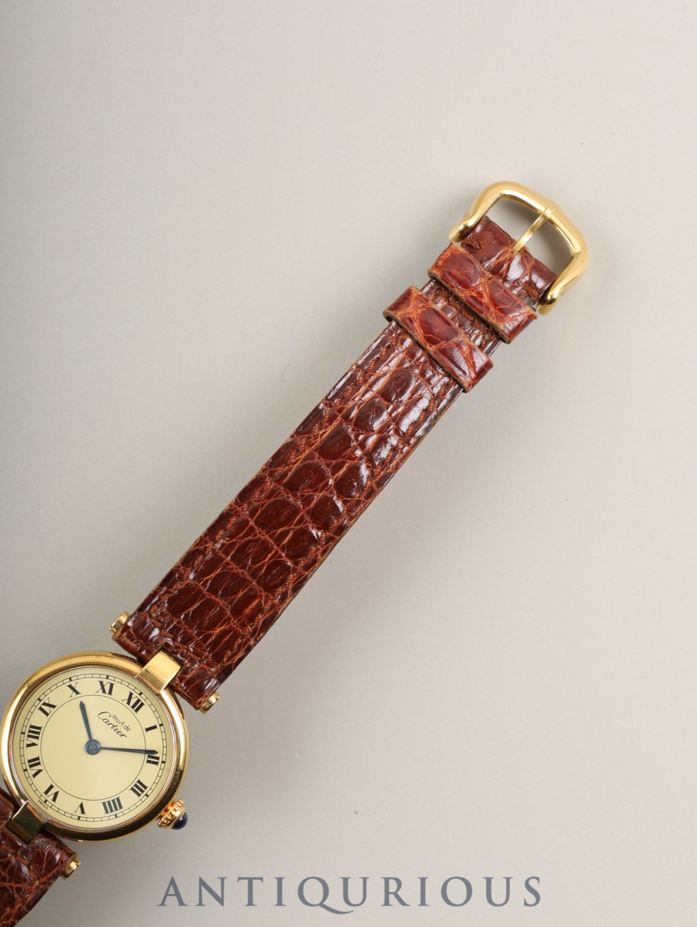 カルティエ ヴァンドーム VLC SM 590004 クォーツ Cal.90 SV925 純正革ベルト 純正尾錠(GP)アイボリーローマン文字盤 冊子 保証書(1990年)オーバーホール済み