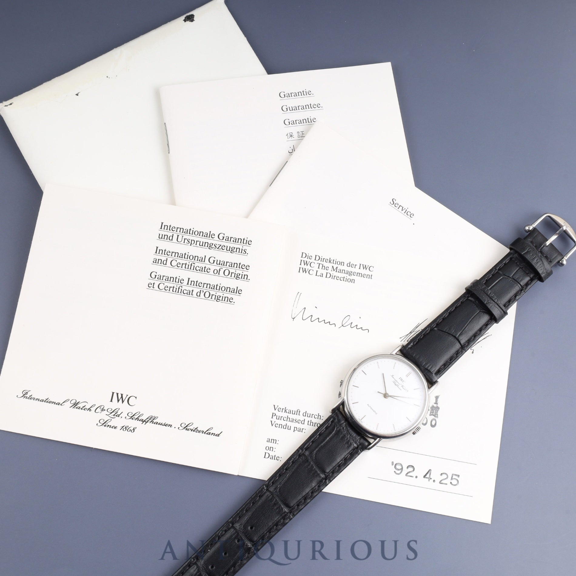 IWC ポートフィノ 3514-001 自動巻き SS 革 純正尾錠(SS) ホワイト文字盤 保証書(1992年) 冊子 オーバーホール済み アイダブリュシー