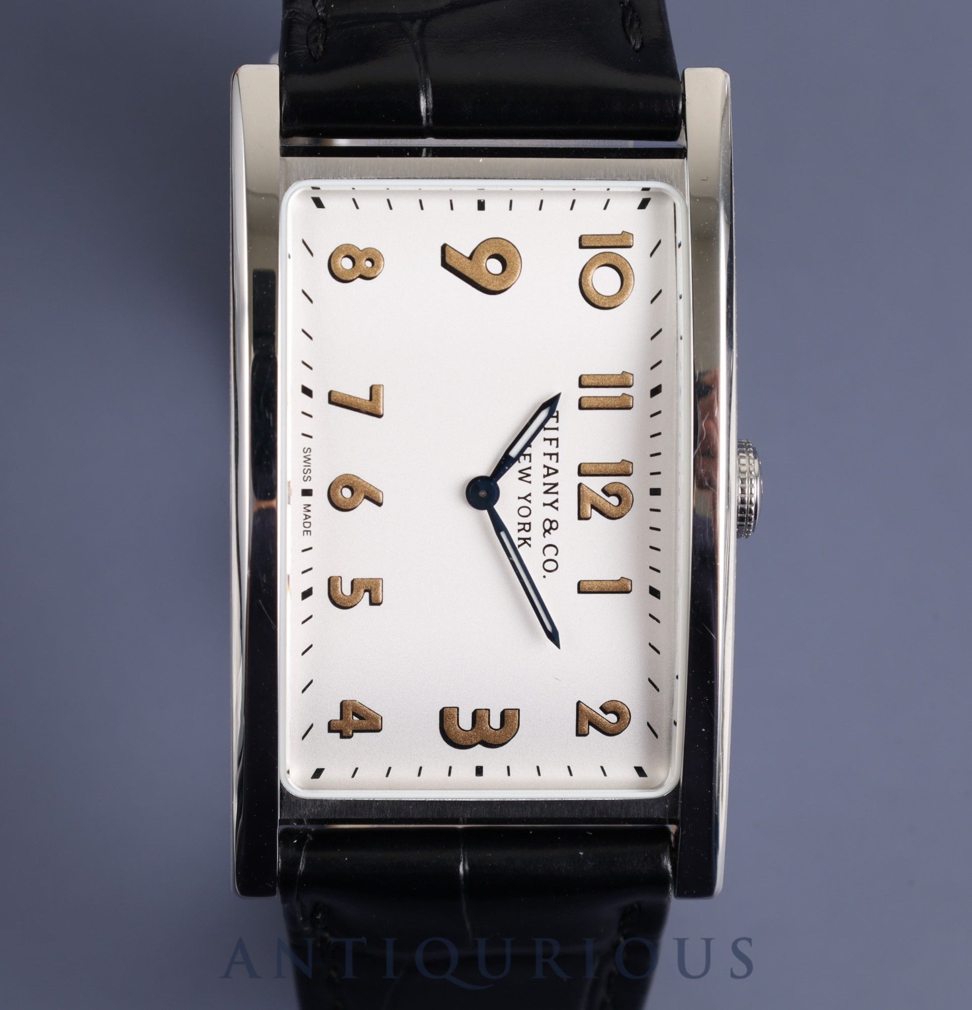 ティファニー イーストウエスト 37447102 クォーツ SS 純正革ベルト 純正バックル(SS)シルバー文字盤 サービスケース オーバーホール済み