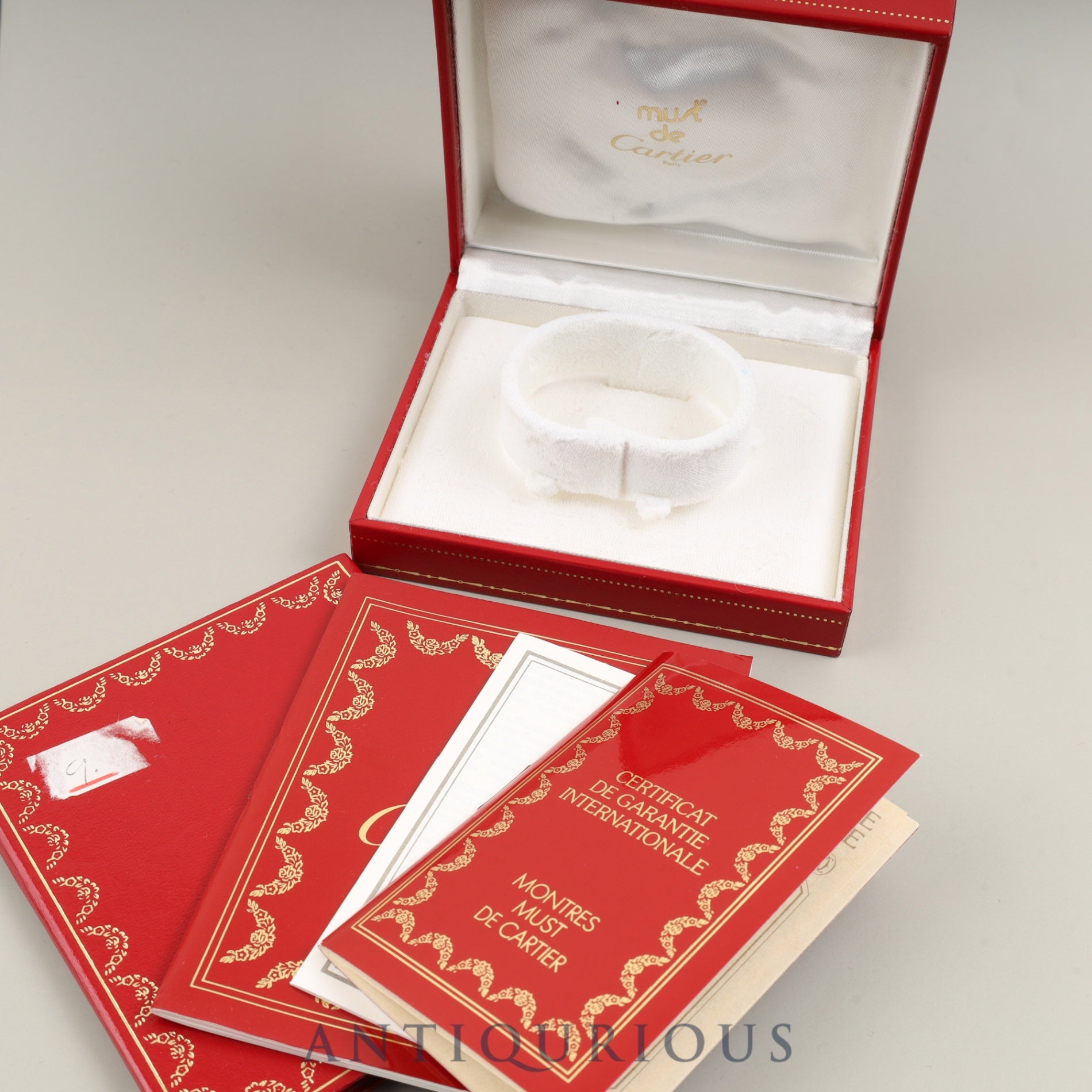 カルティエ マストコリゼ W1001665 / 690002 クォーツ Cal.90.06 SV925 革 純正Dバックル(SS) ホワイトローマン文字盤 箱 冊子 保証書(1995年) オーバーホール済み