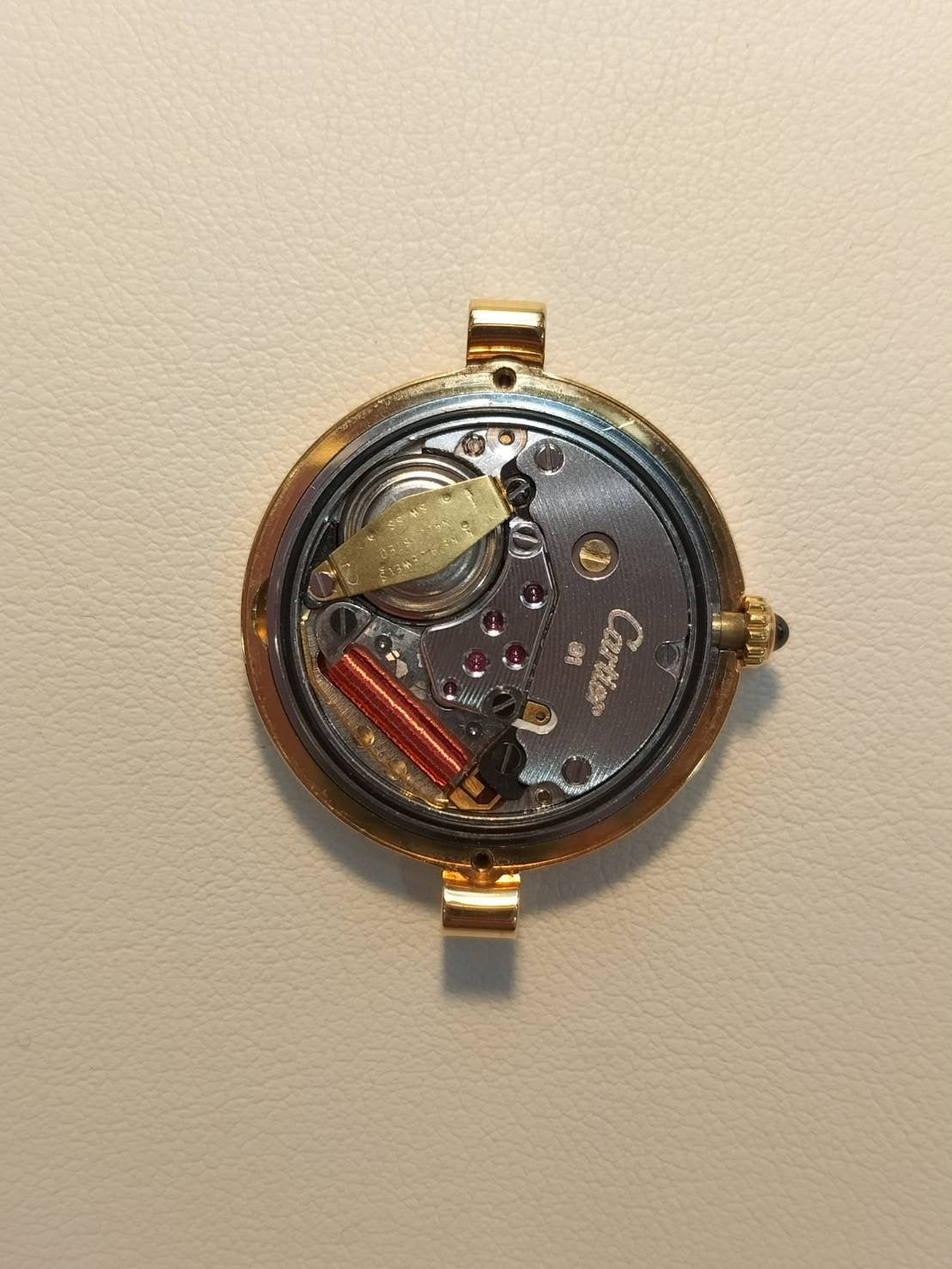 Cartier Vendome VLC SM 84734553 / 81002 Quartz Cal.81 750 Leather Genuine Buckle (GP) White Roman Dial Overhauled