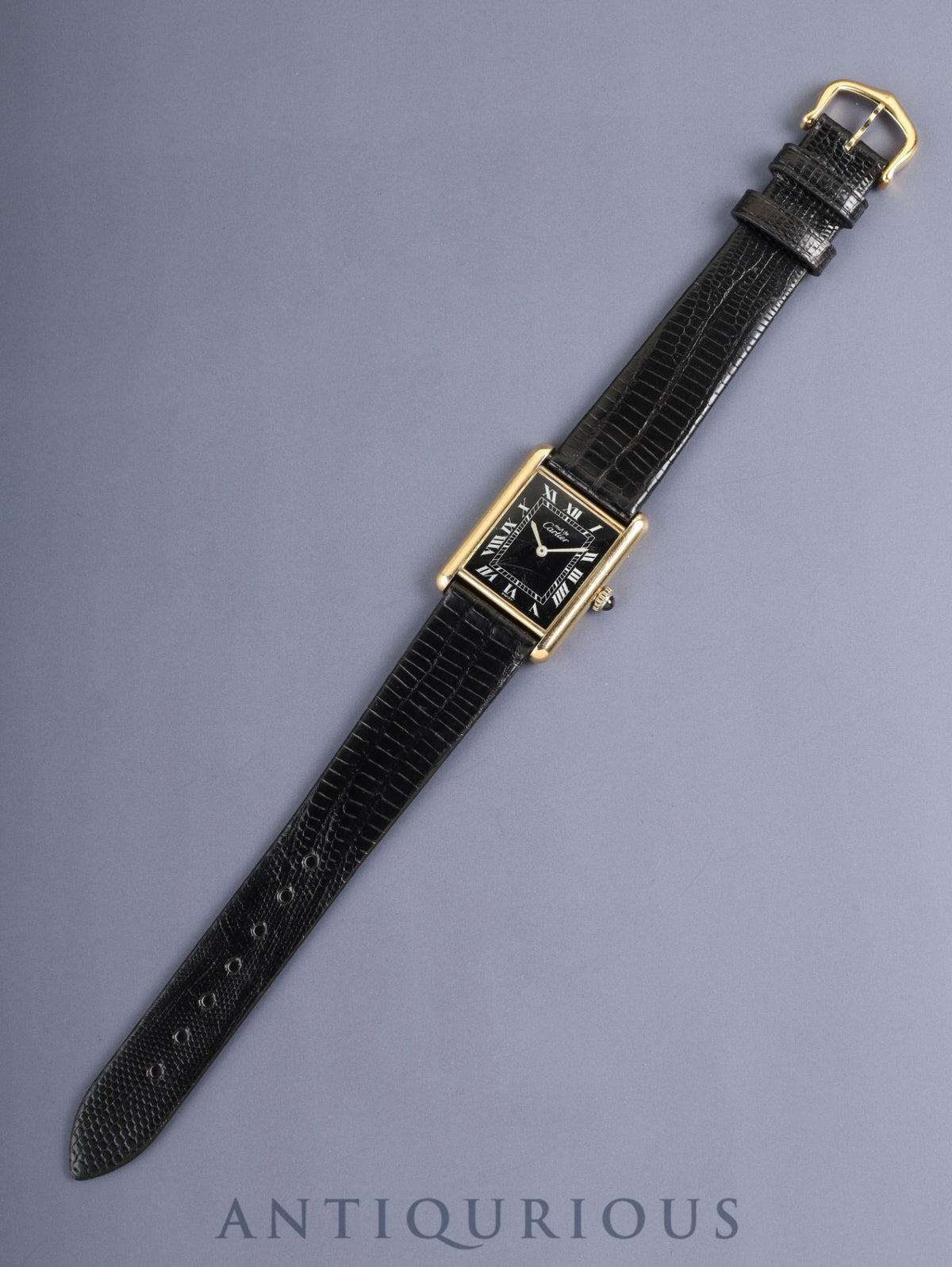 カルティエ マストタンク LM 6 手巻き Cal.78-1 SV925 革 純正ピンバックル(GP)ブラックローマン文字盤(SWISS表記)オーバーホール済み