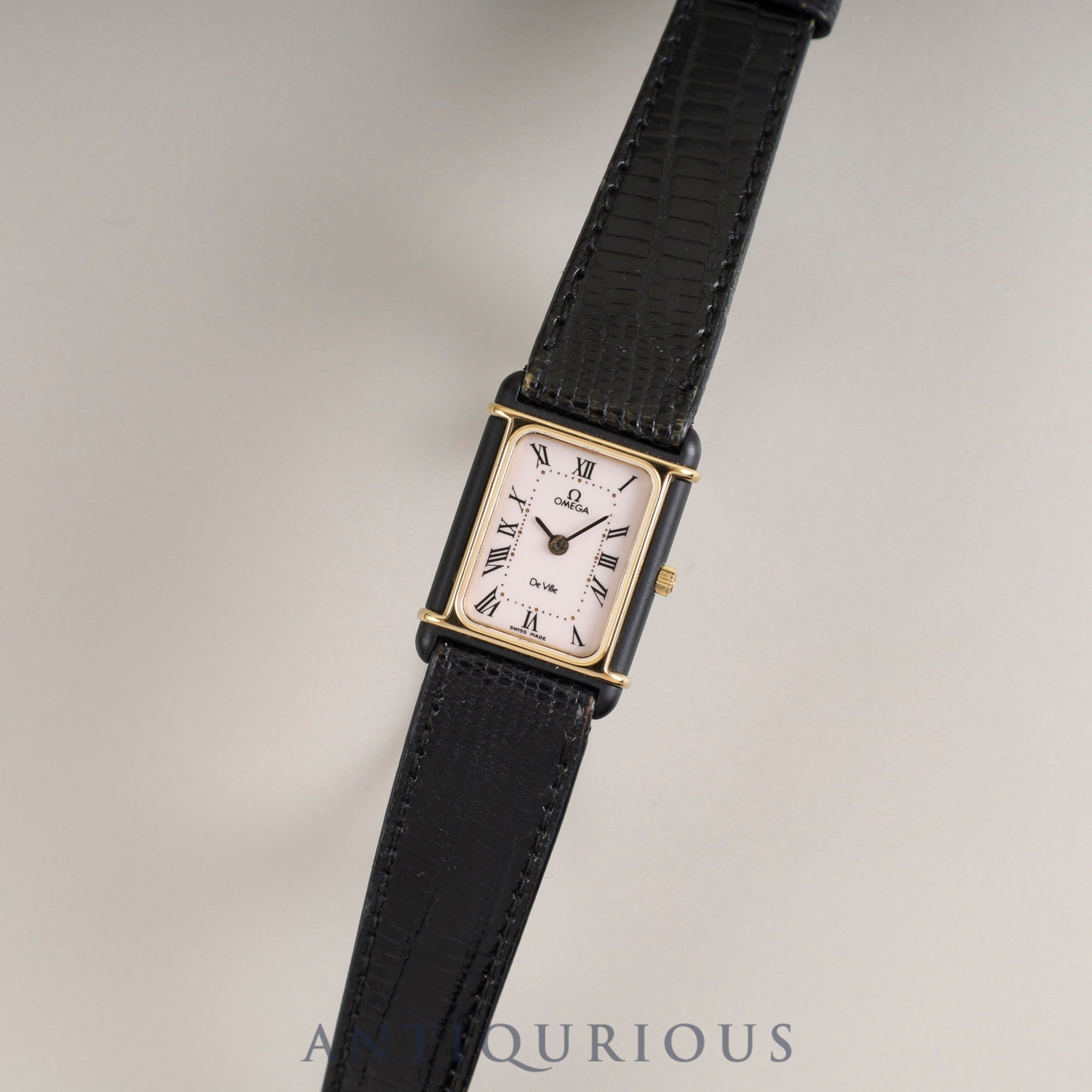 オメガ デ・ヴィル クォーツ Cal.1450 GP 純正革ベルト 純正尾錠(GP) ホワイトローマン文字盤 ケース オーバーホール済み