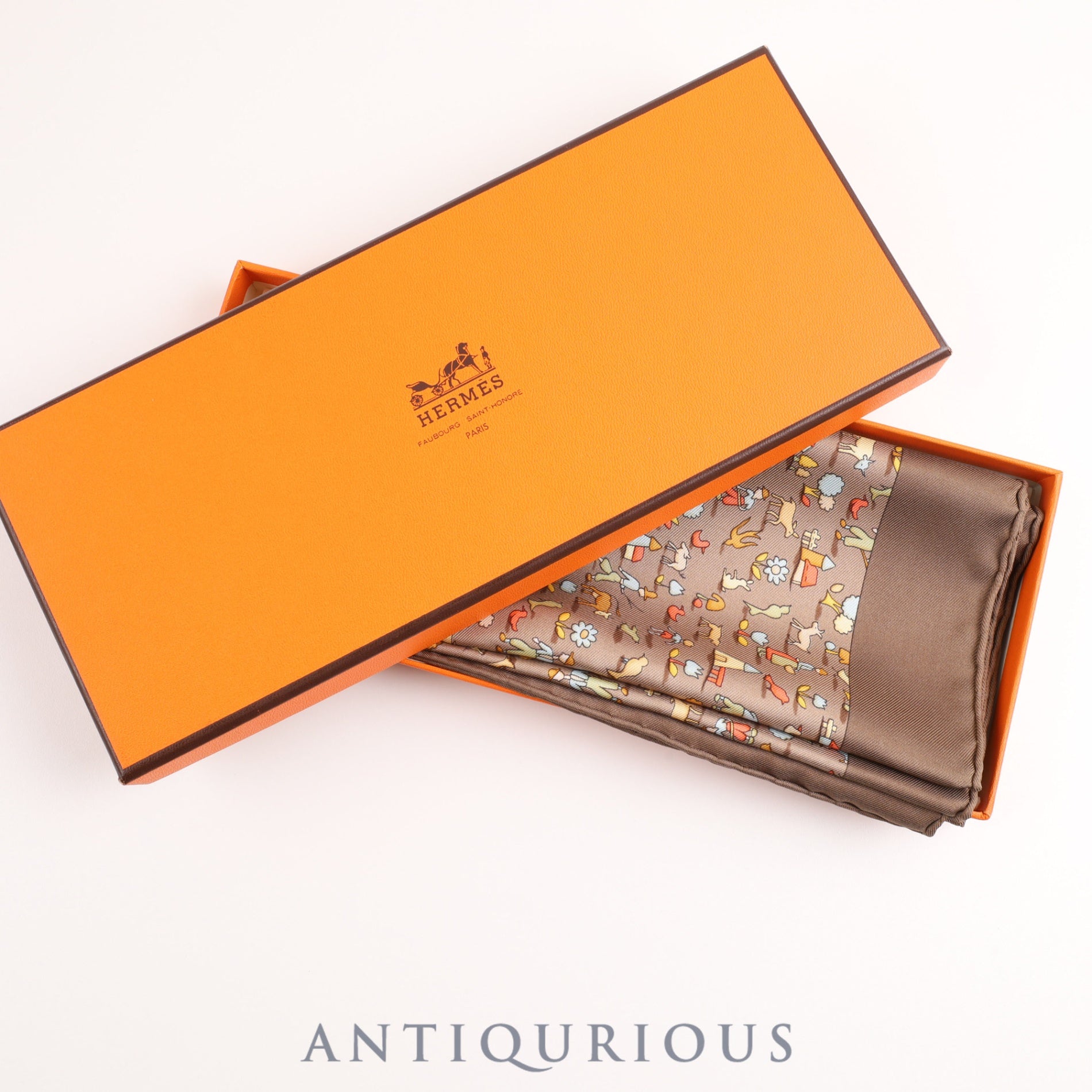 希少】エルメス カレ45 ガウロッシュ スカーフ シルク フルーツ柄 良品  