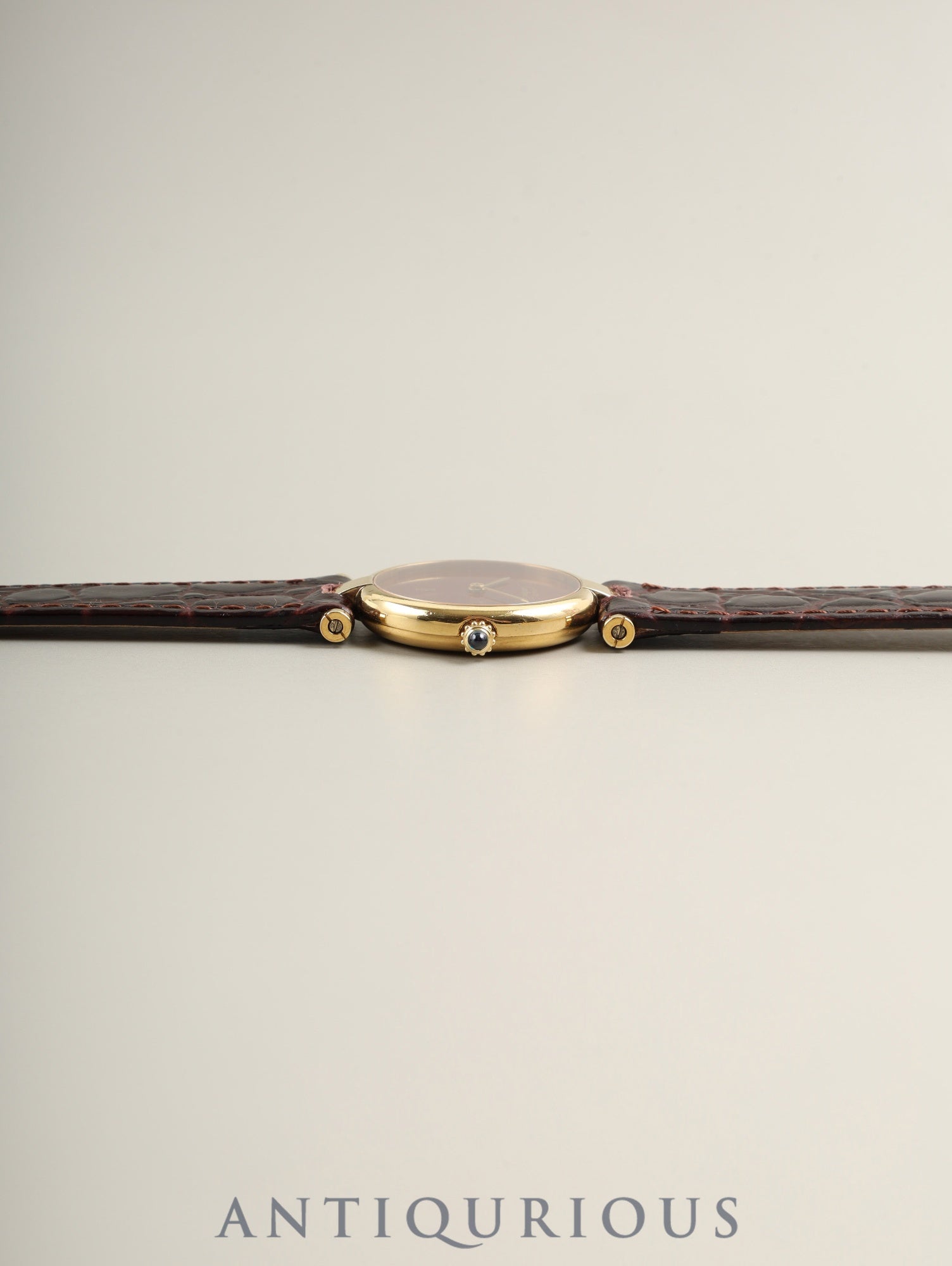 カルティエ マスト ヴァンドーム VLC SM 18 クォーツ Cal.81 SV925 革 純正尾錠(GP) ガーネットダイアル ボルドー文字盤 箱 冊子 保証書(1987年)オーバーホール済み