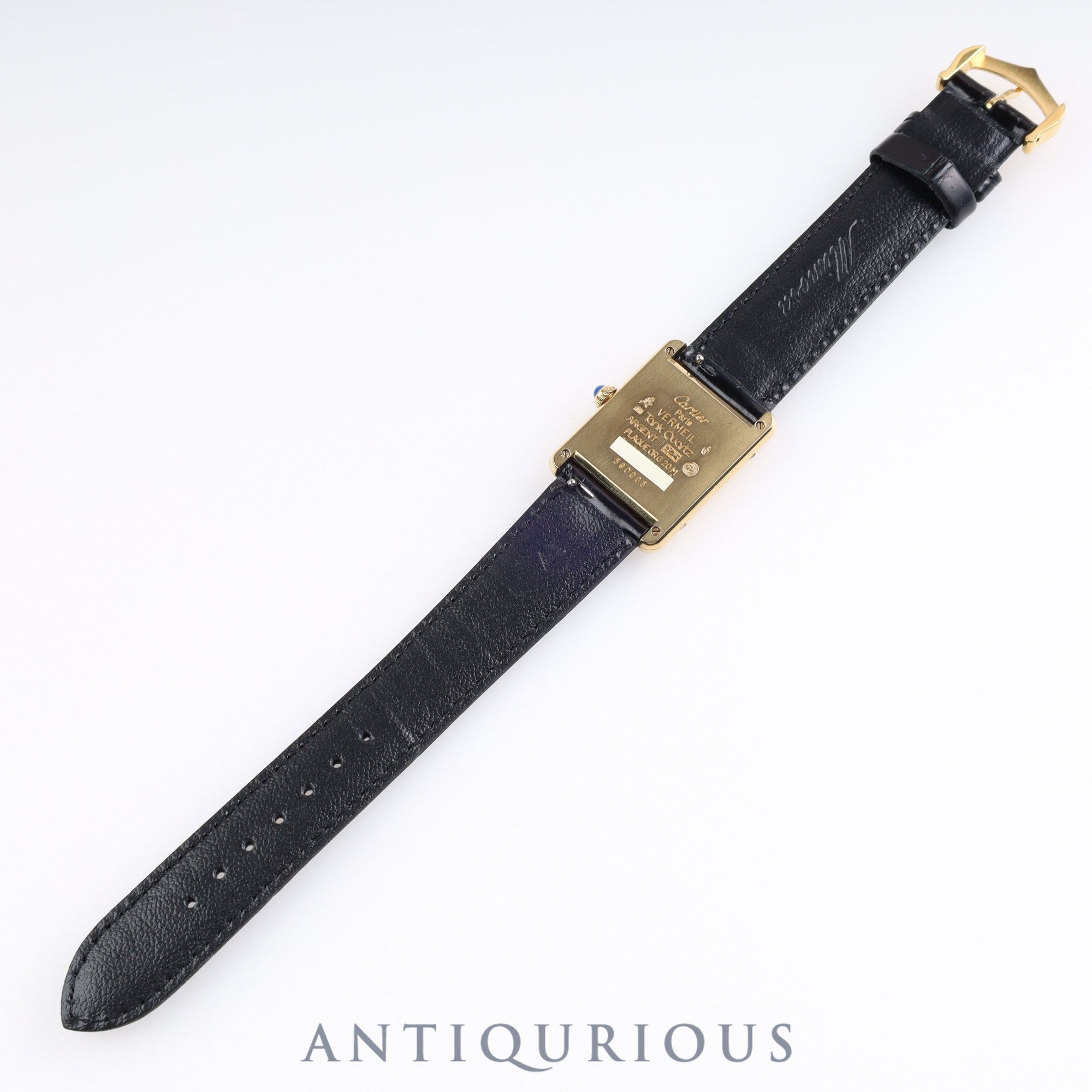 Cartier Must Tank LM QZ 590005 925 Leather Genuine Buckle Vertical Roman Dial
