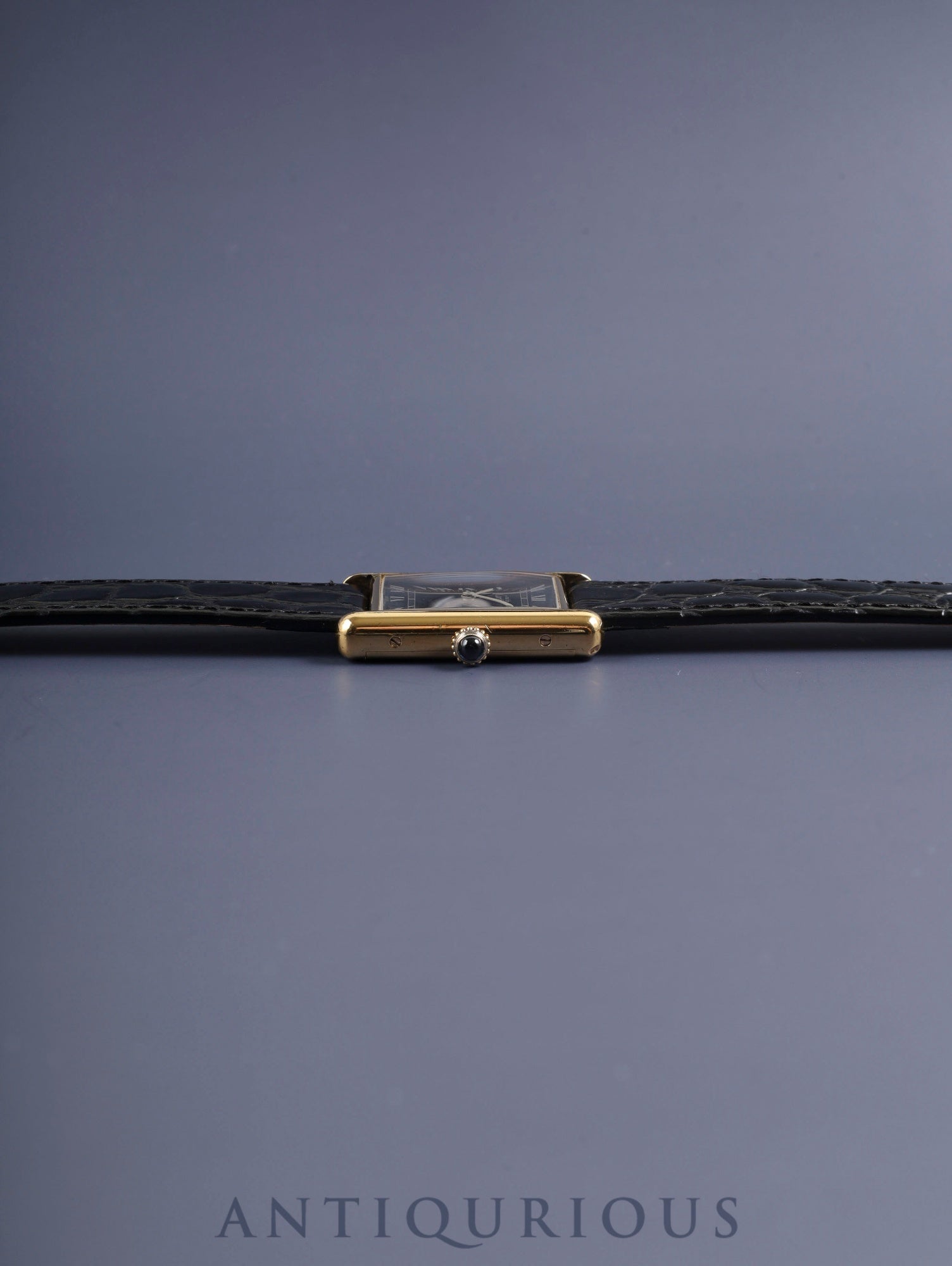 Cartier Must Tank LM Manual Winding Cal. 78-1 SV925 Leather Genuine Buckle (GP) Black Roman Dial Warranty Overhauled