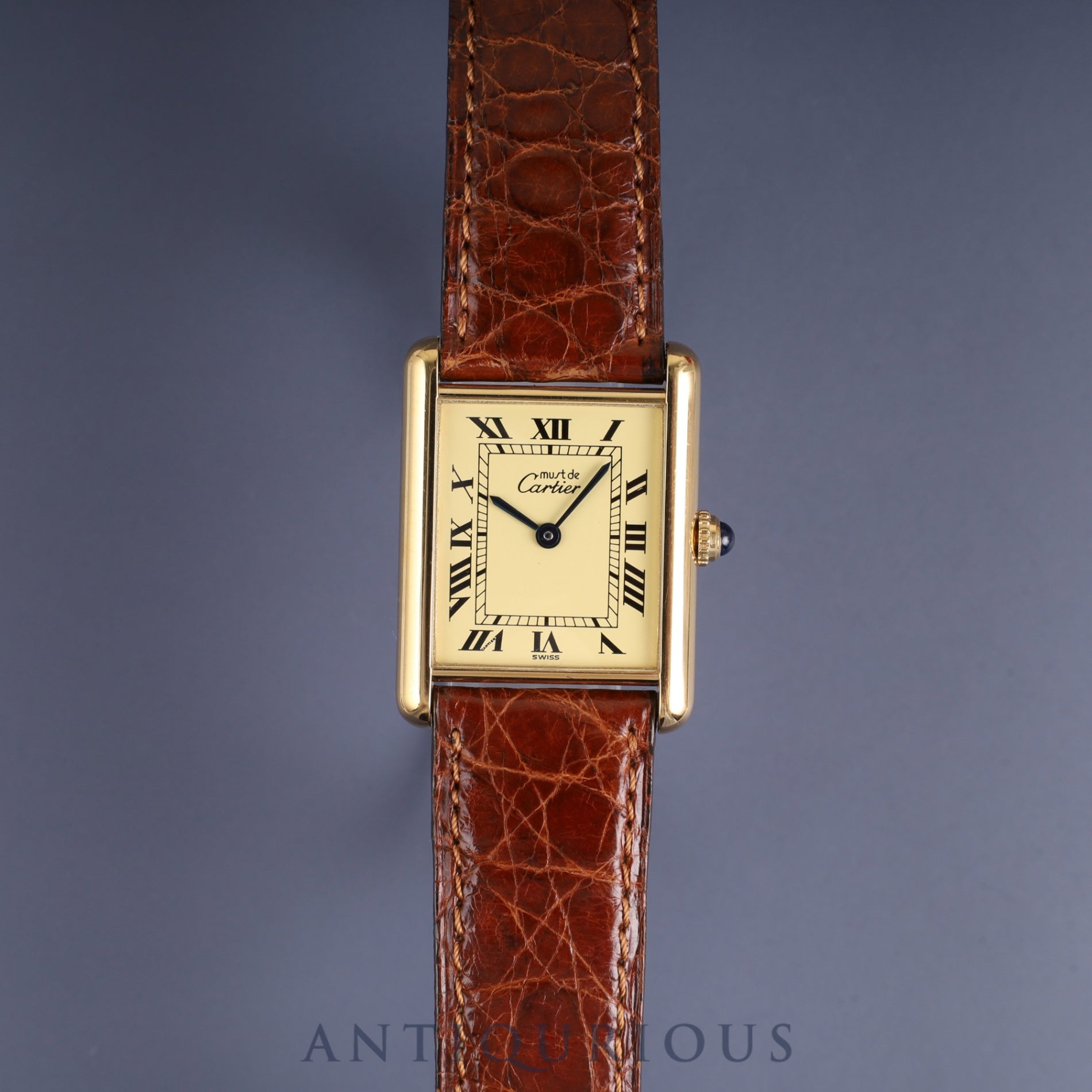 Cartier Must Tank LM 590005 Quartz Cal.90 SV925 Genuine Leather Strap (Slightly Used) Genuine Buckle (GP) Ivory Roman Dial Overhauled