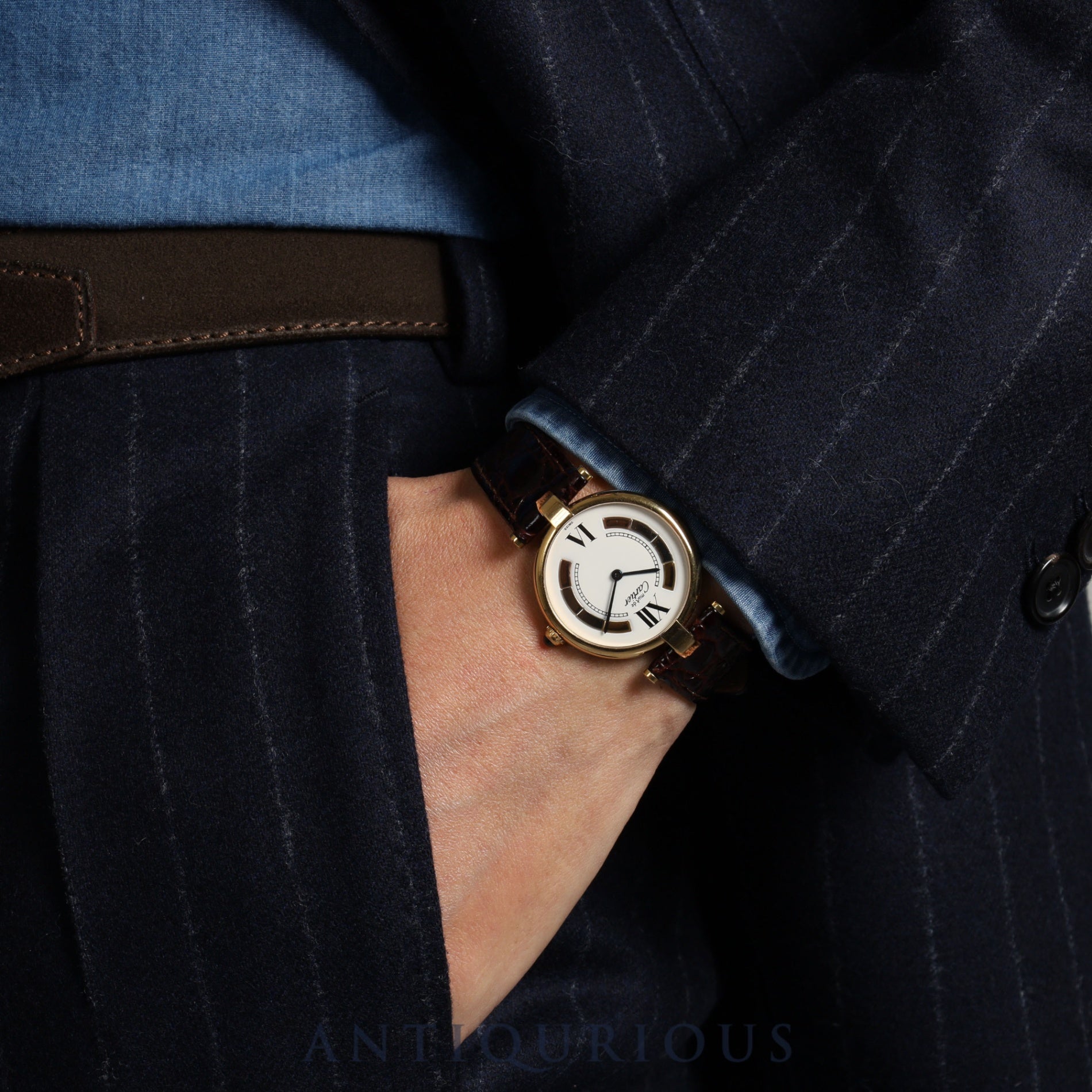 カルティエ マスト ヴァンドーム VLC LM W1006454 / 590003 クォーツ Cal.90 SV925 革 純正尾錠(GP)トリニティ文字盤 オーバーホール済み