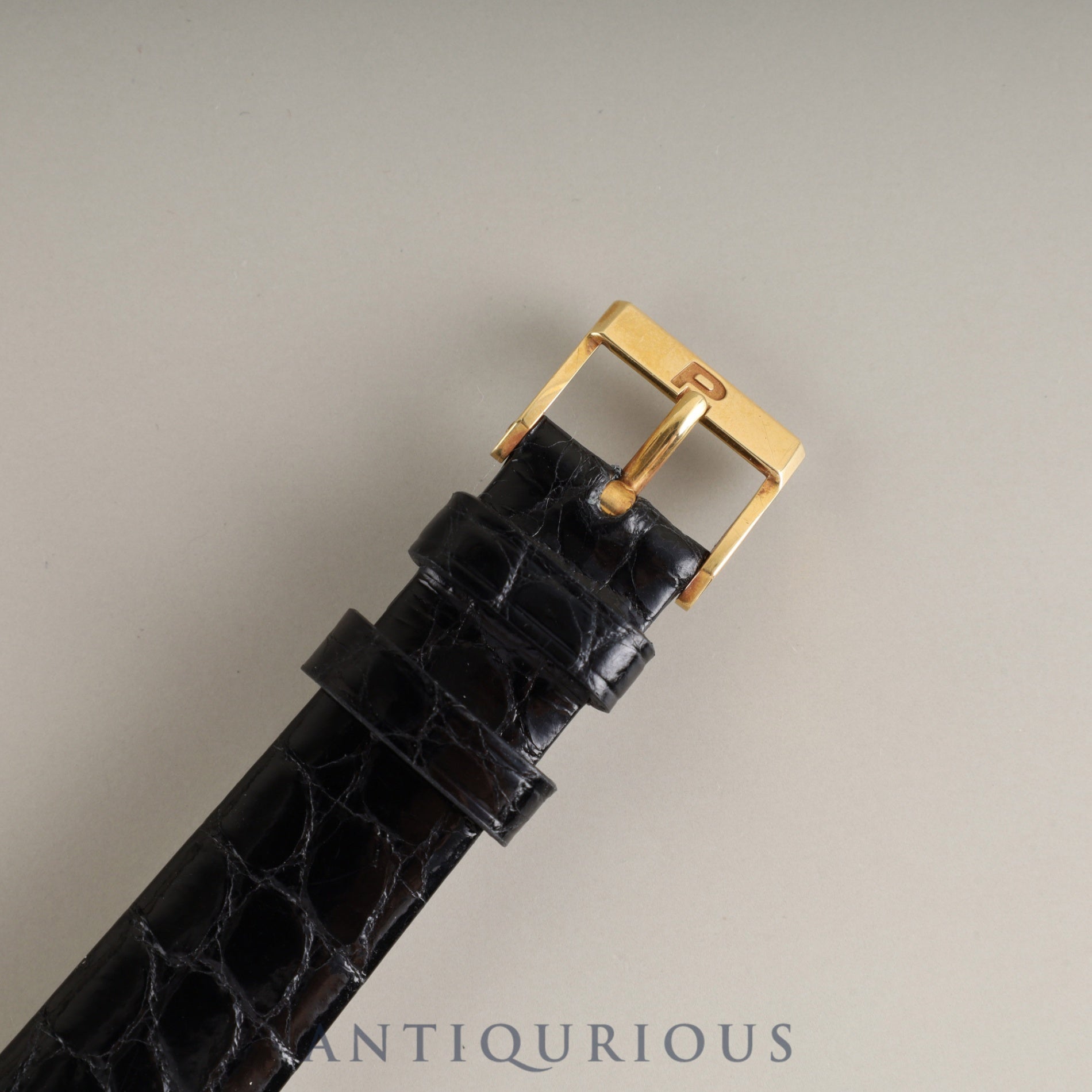 ピアジェ レクタンギュラー 40800 手巻き Cal.4P1 750 革 純正尾錠(750) ブラック文字盤 オーバーホール済み