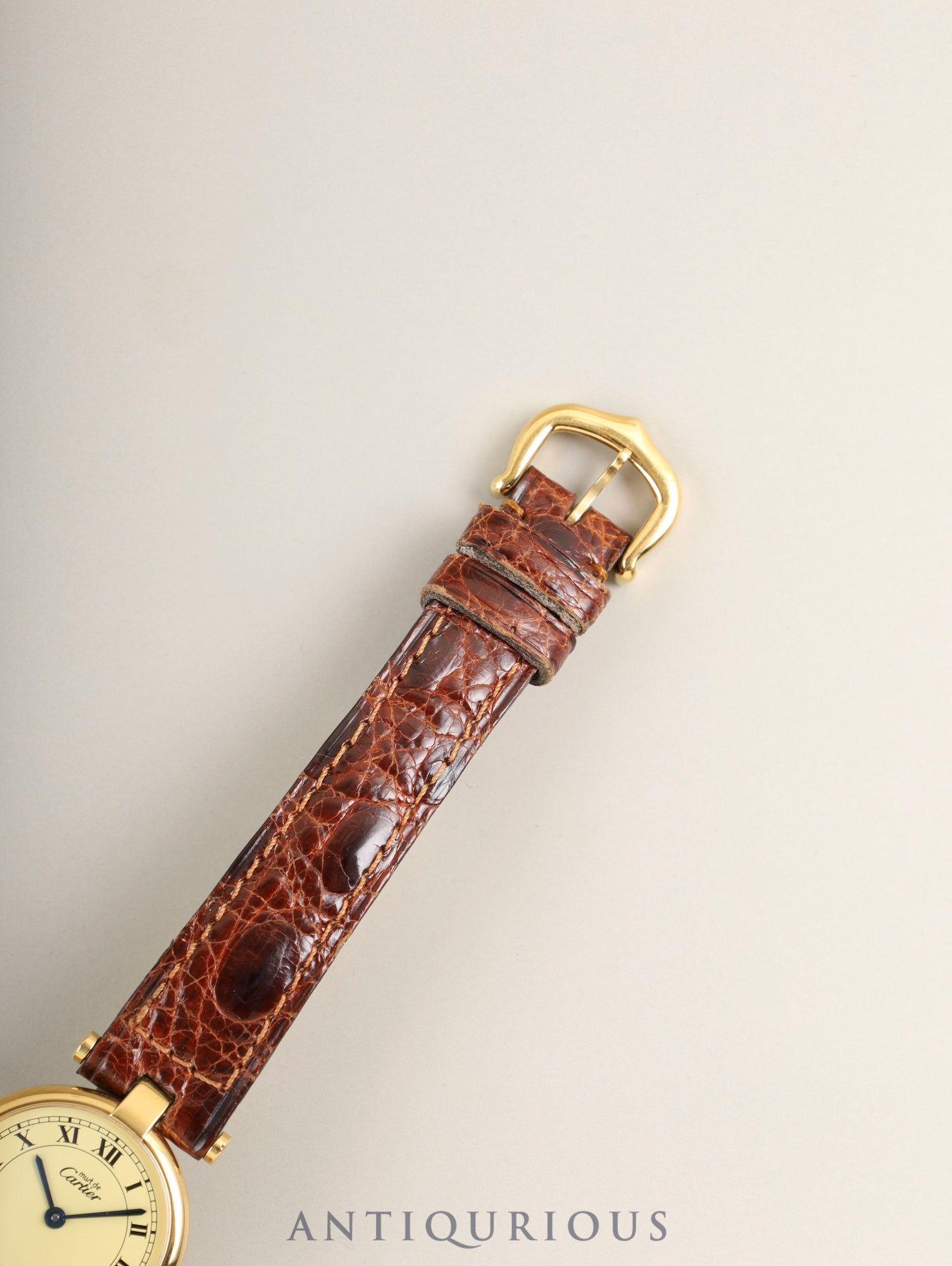 カルティエ マスト ヴァンドーム VLC SM 590004 クォーツ Cal.90 SV925 純正革ベルト 純正尾錠(GP)アイボリーローマン文字盤 箱 冊子 保証書(1994年)オーバーホール済み